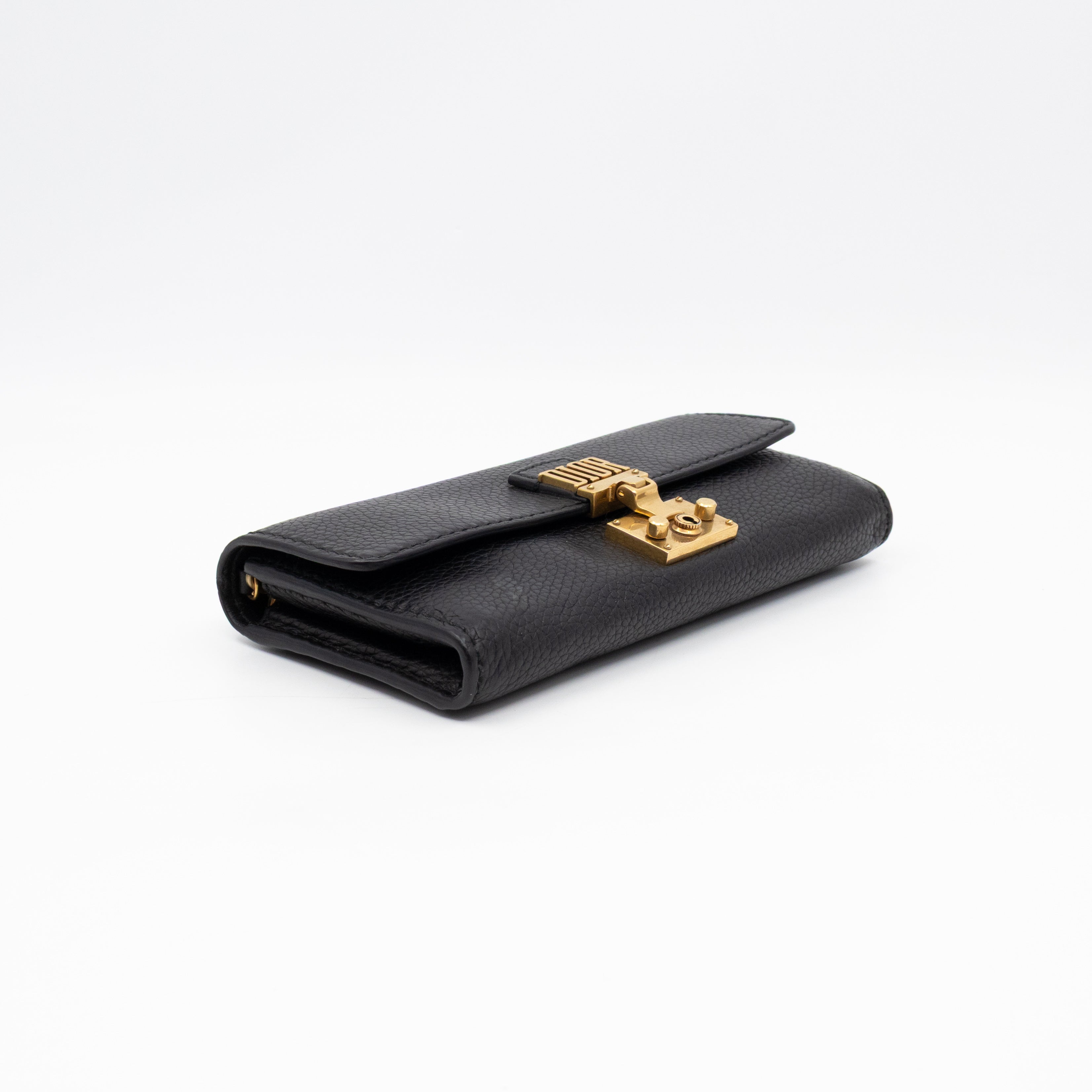 Dioraddict Wallet on Chain Black Leather