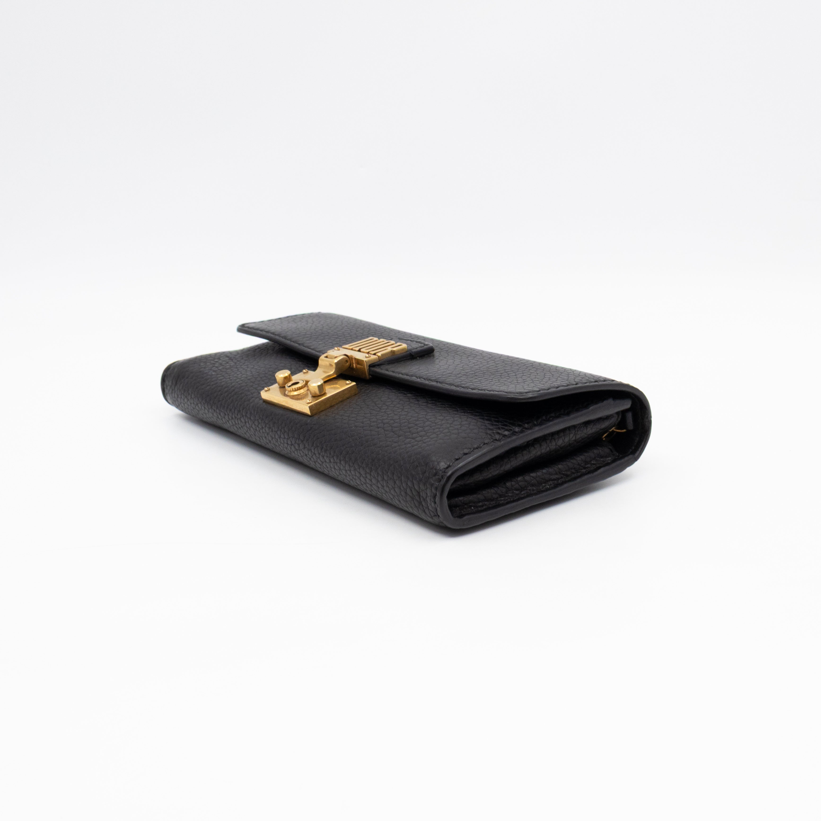 Dioraddict Wallet on Chain Black Leather