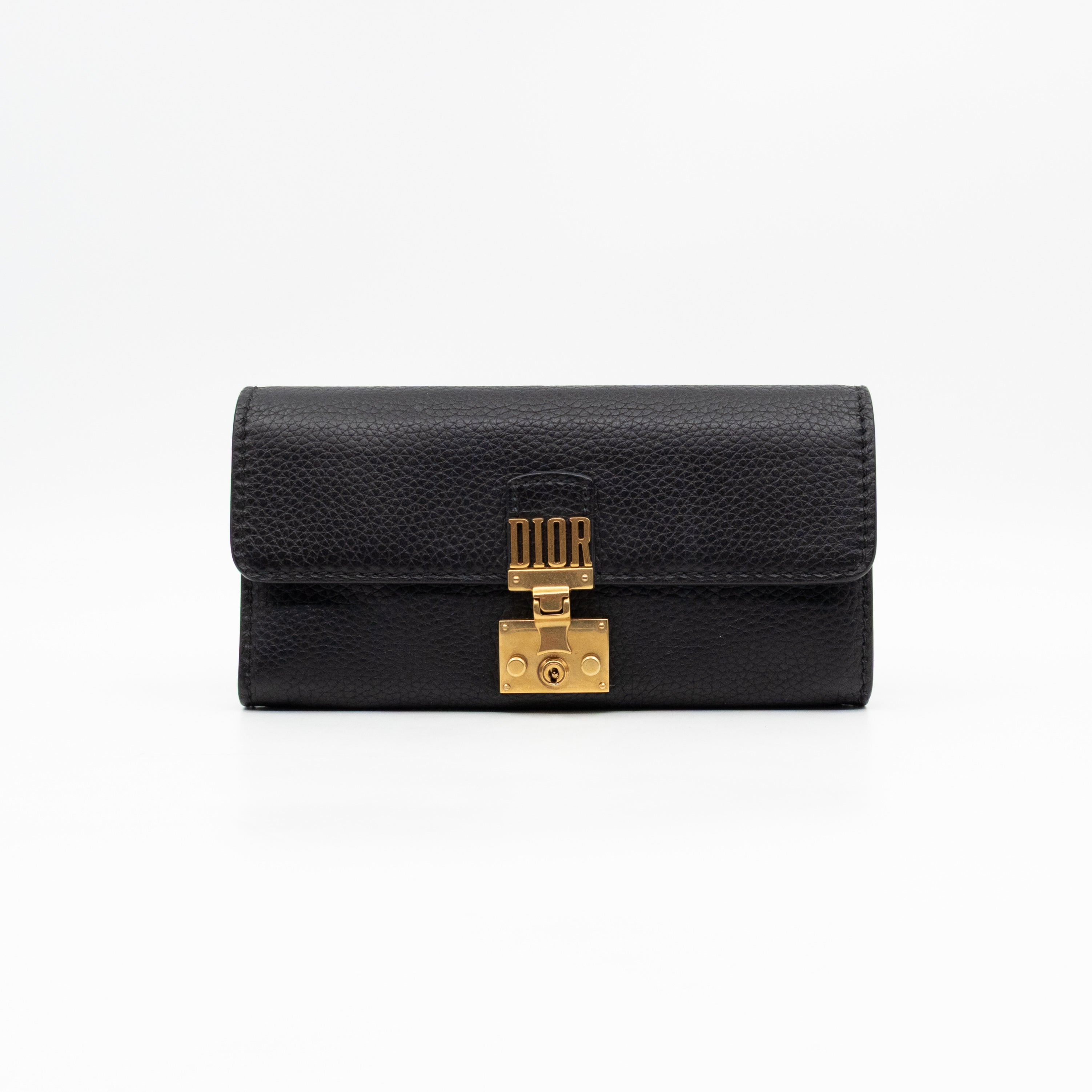 Dioraddict Wallet on Chain Black Leather