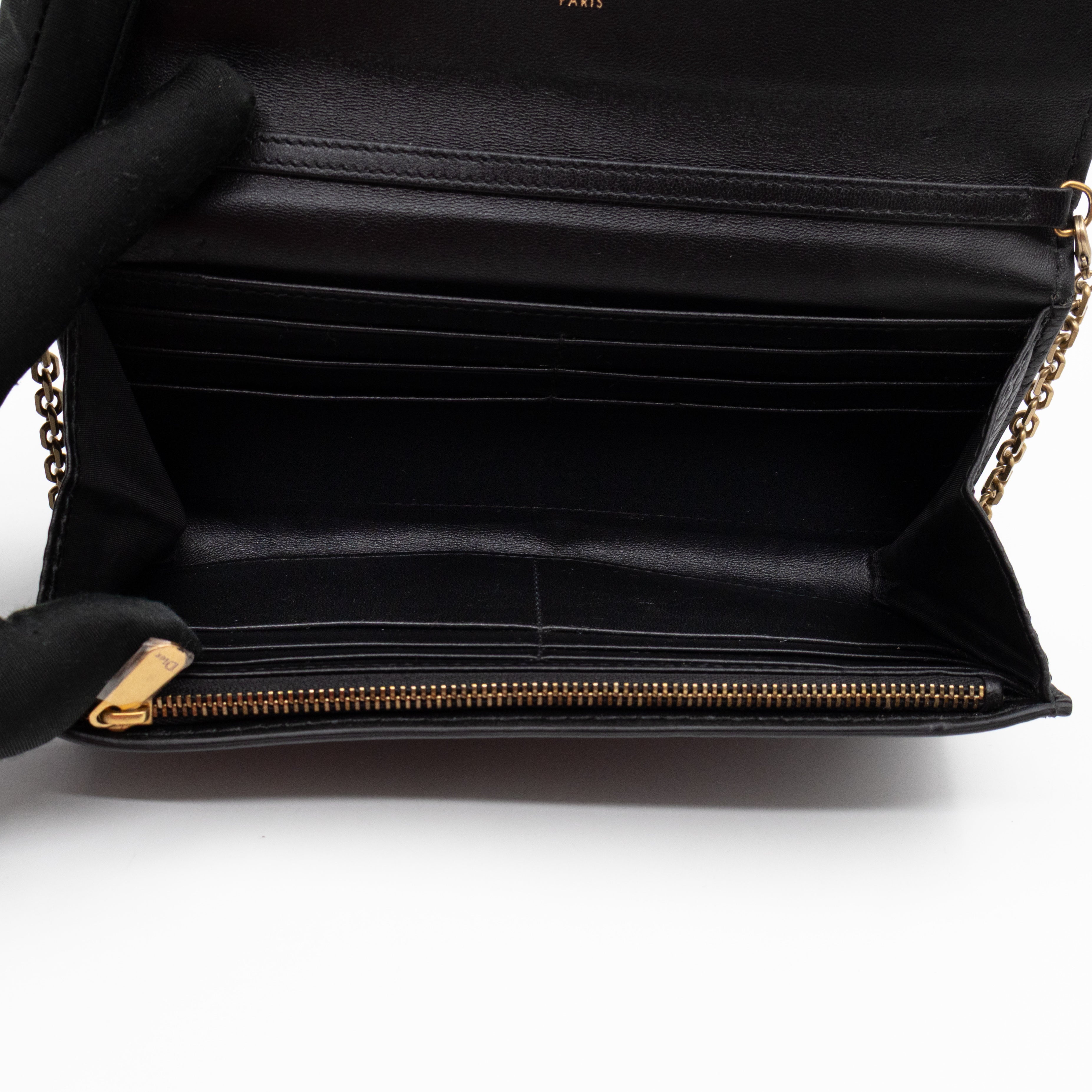 Dioraddict Wallet on Chain Black Leather
