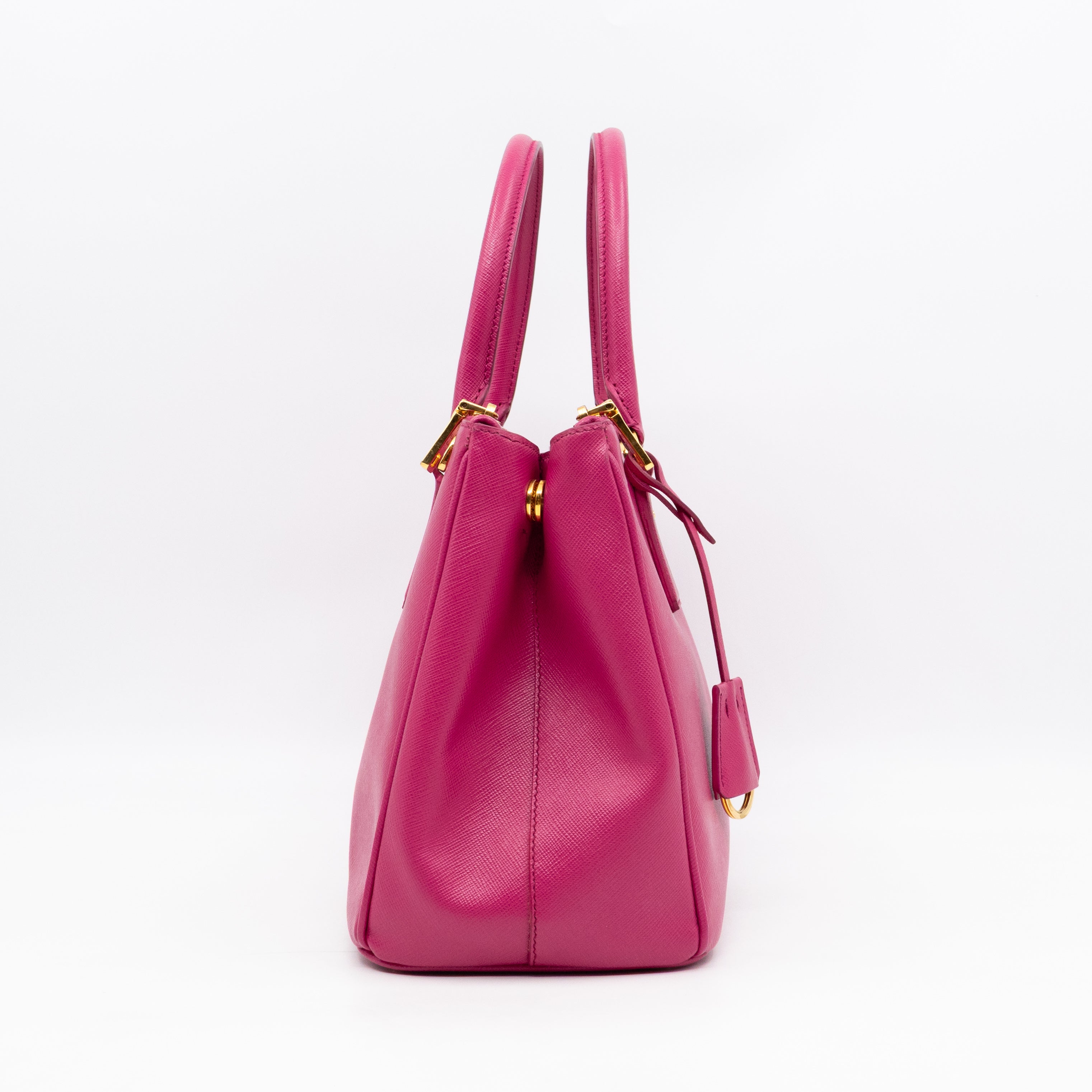 Galleria Medium Double Zip Fuxia Pink Saffiano