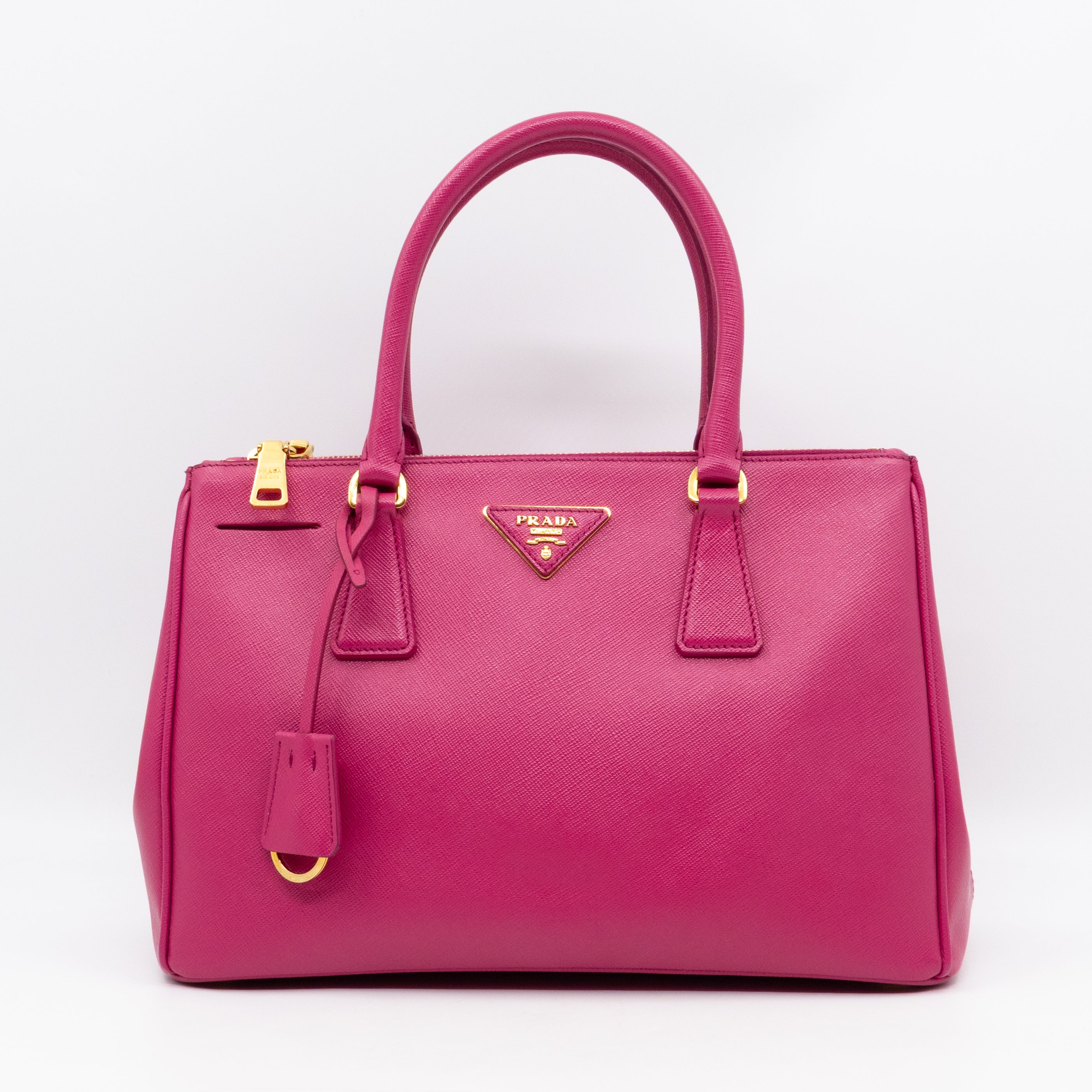 Galleria Medium Double Zip Fuxia Pink Saffiano