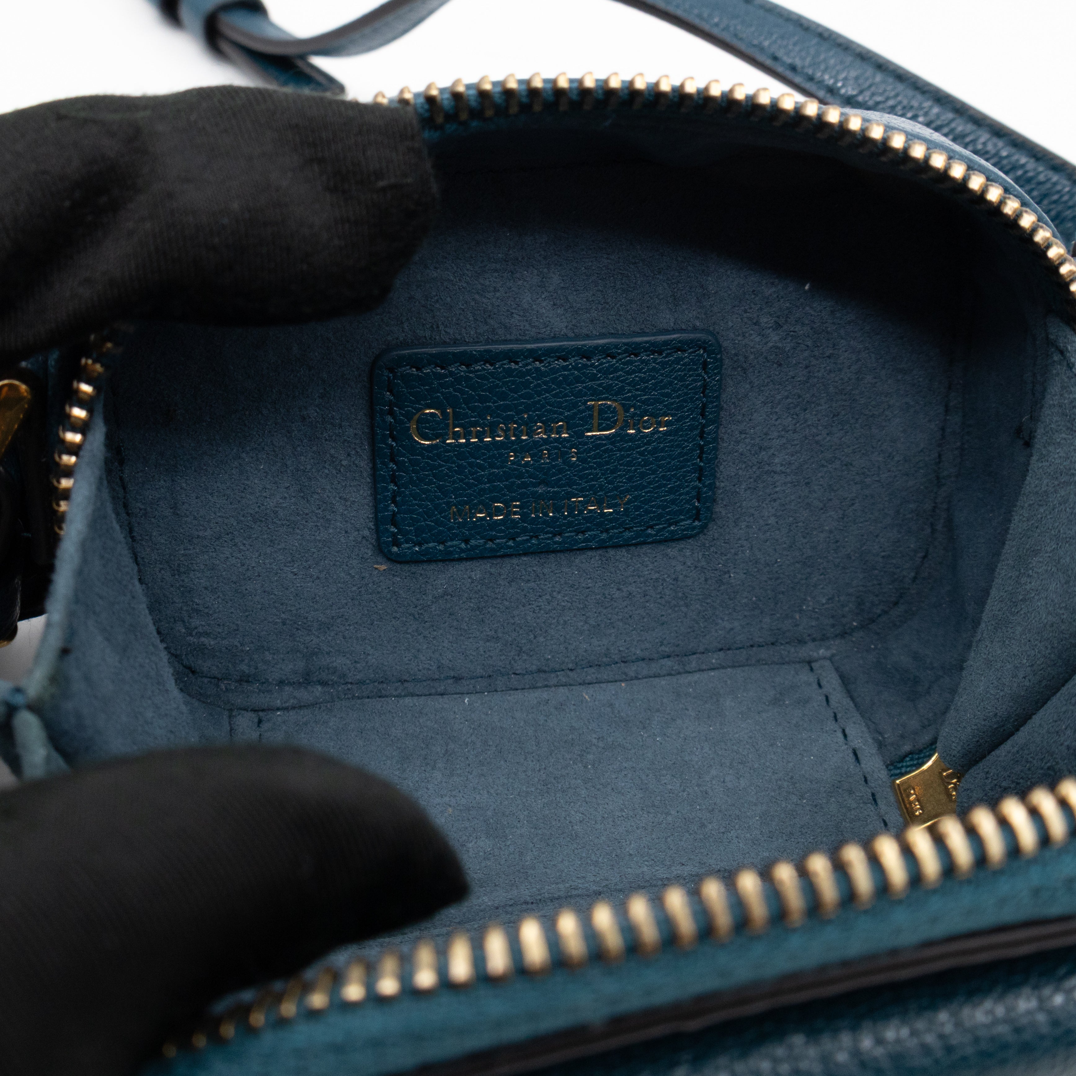 Mini Saddle Crossbody Pouch Steel Blue Leather