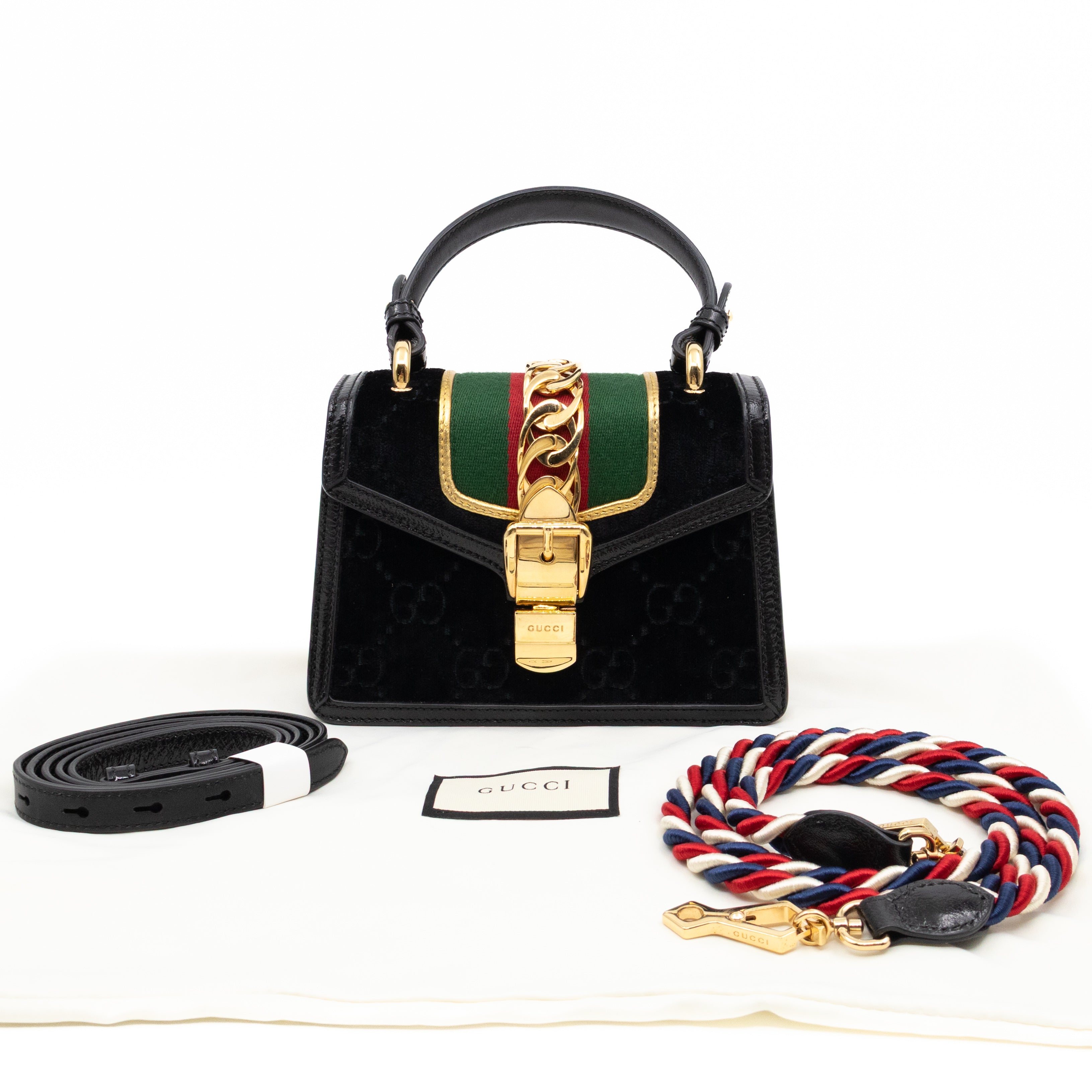 Sylvie Mini Top Handle Black Velvet Patent Leather