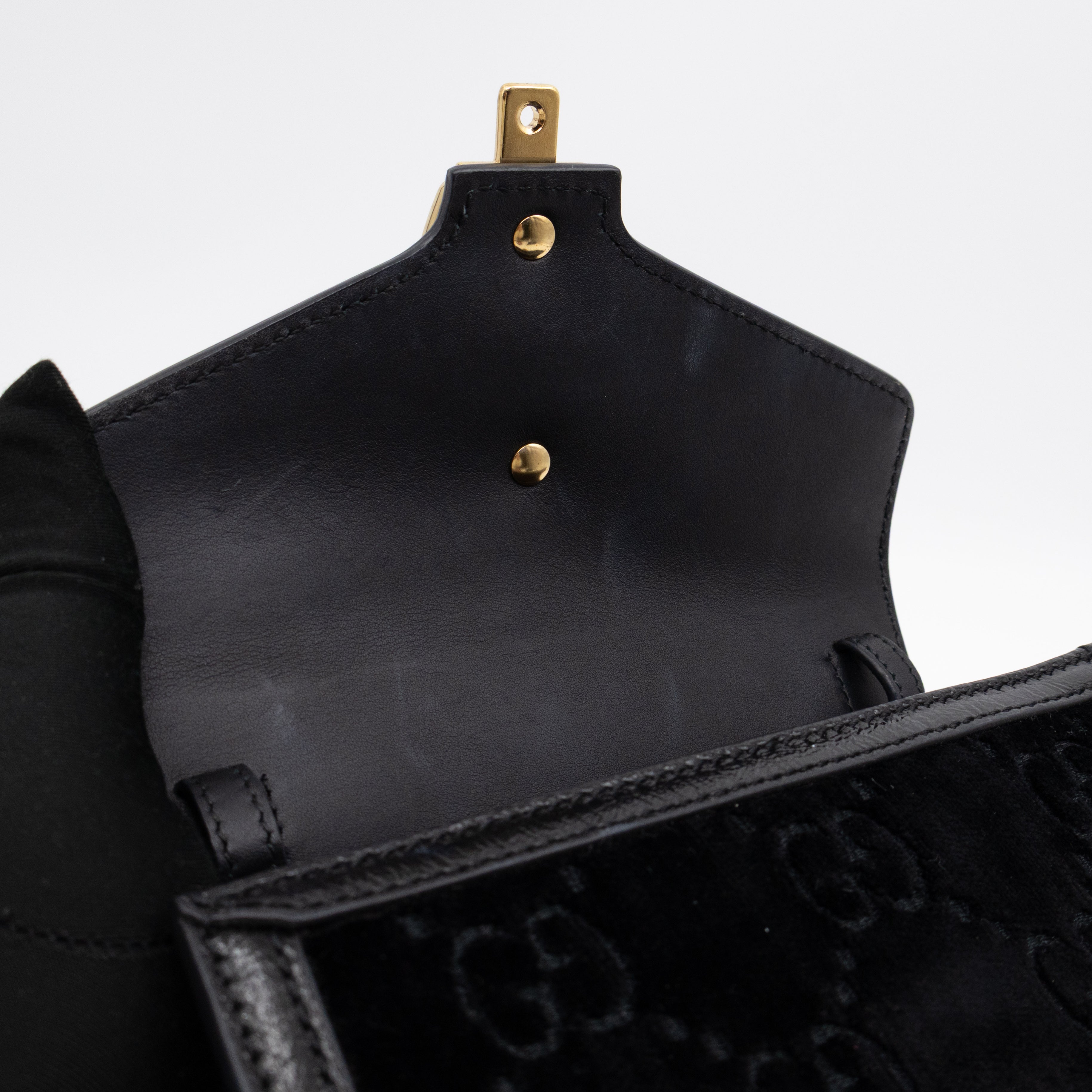 Sylvie Mini Top Handle Black Velvet Patent Leather