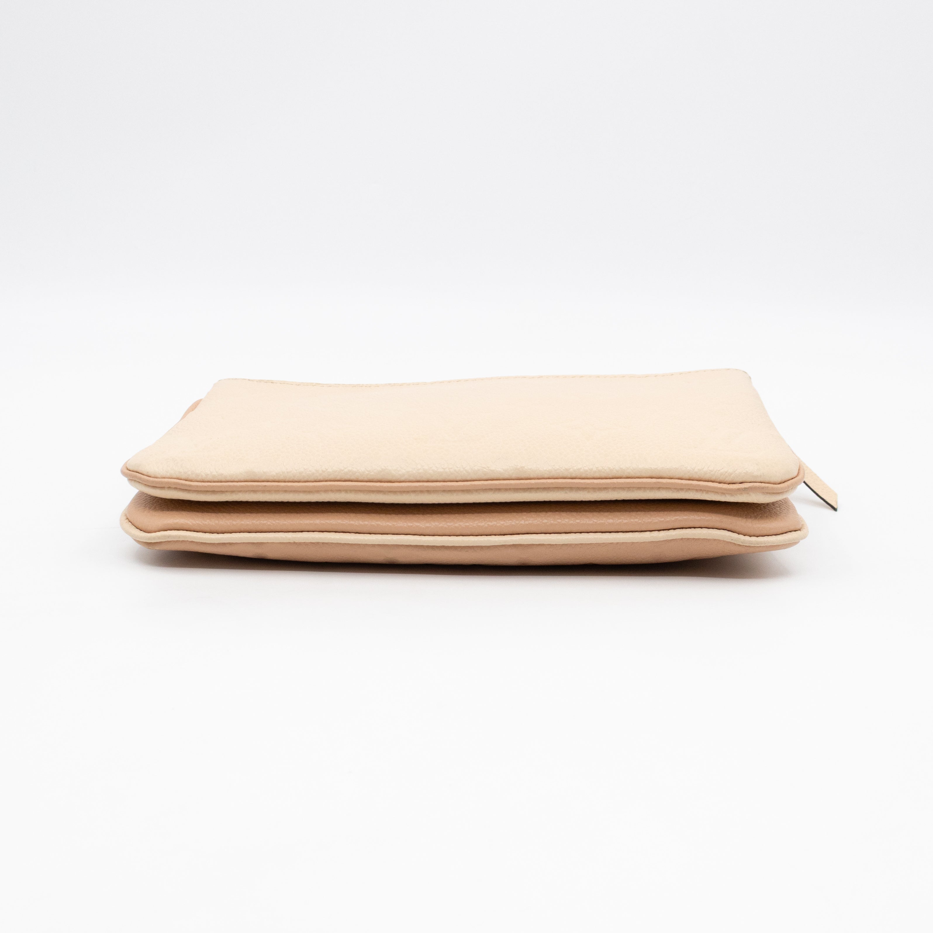 Double Zip Pochette Beige & Rose Creme Monogram Empreinte