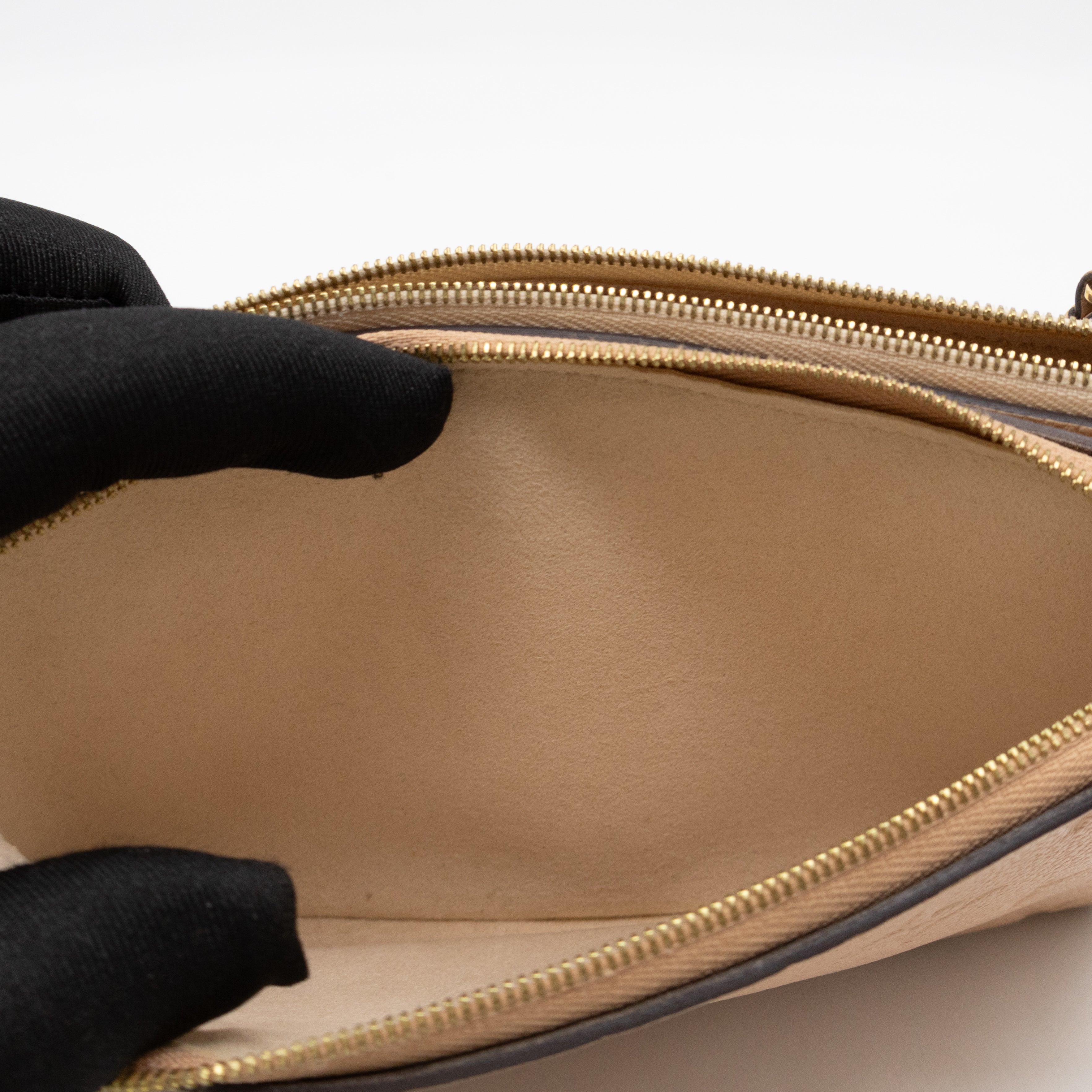 Double Zip Pochette Beige & Rose Creme Monogram Empreinte