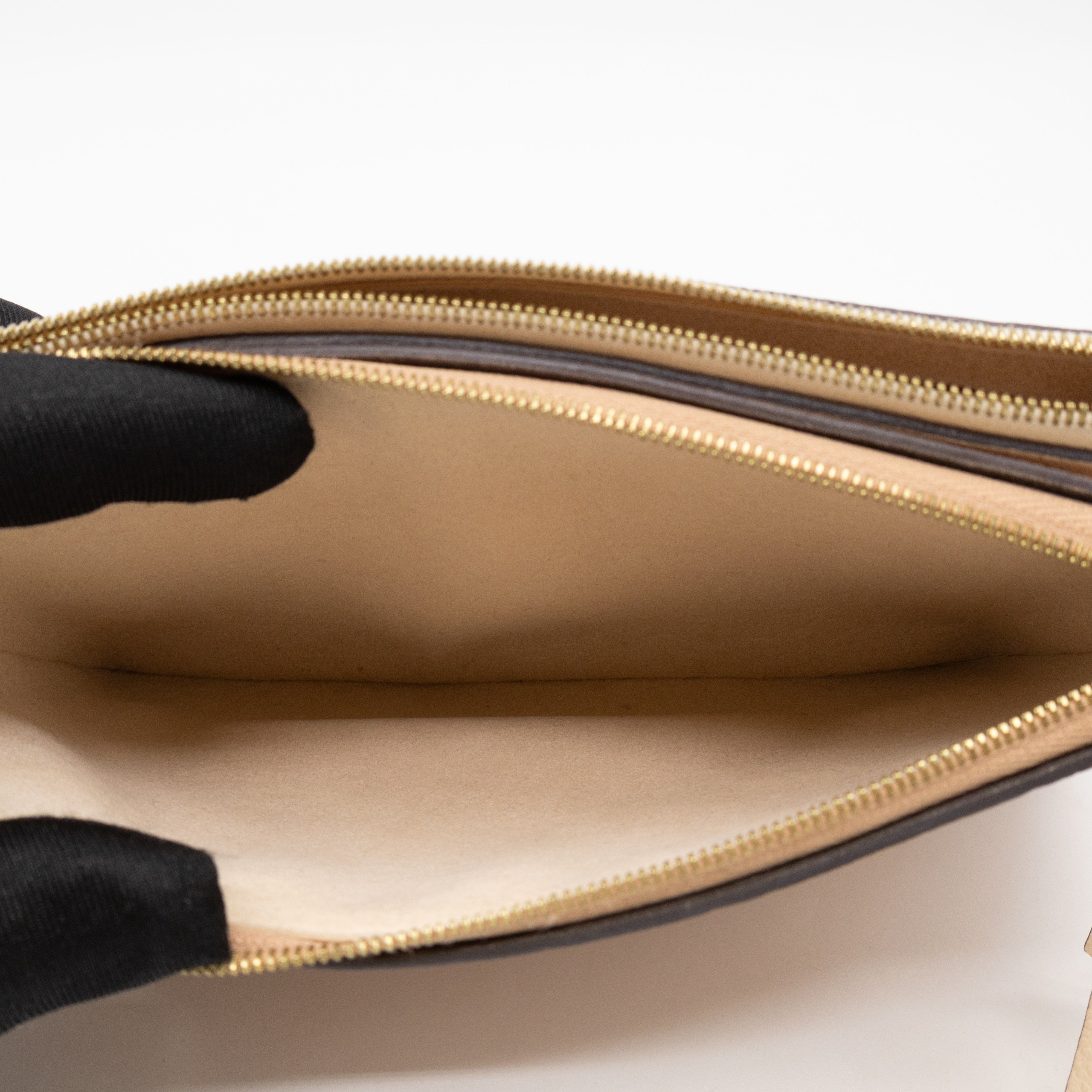 Double Zip Pochette Beige & Rose Creme Monogram Empreinte