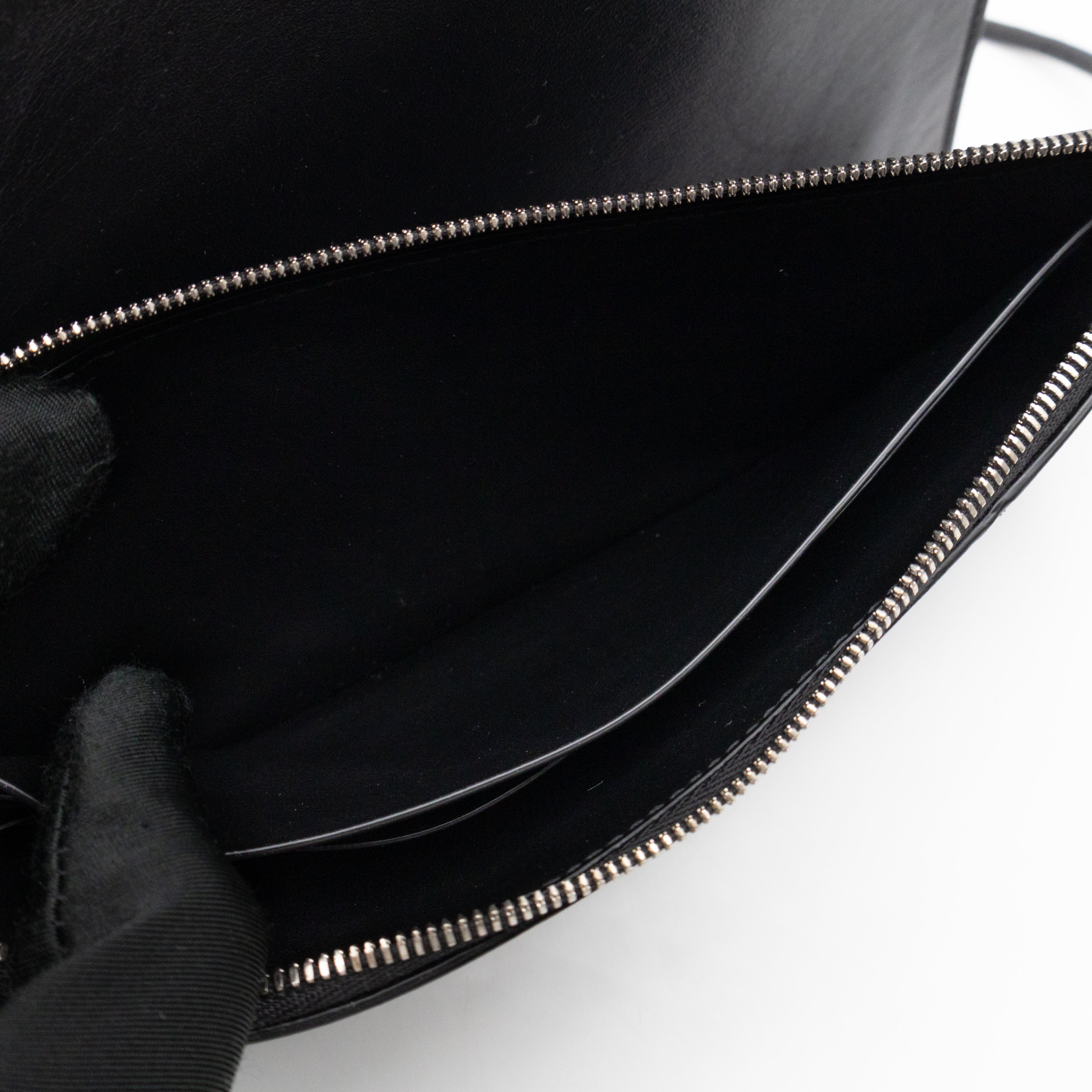 Double Pouch Crossbody Bag Black Intrecciato Leather
