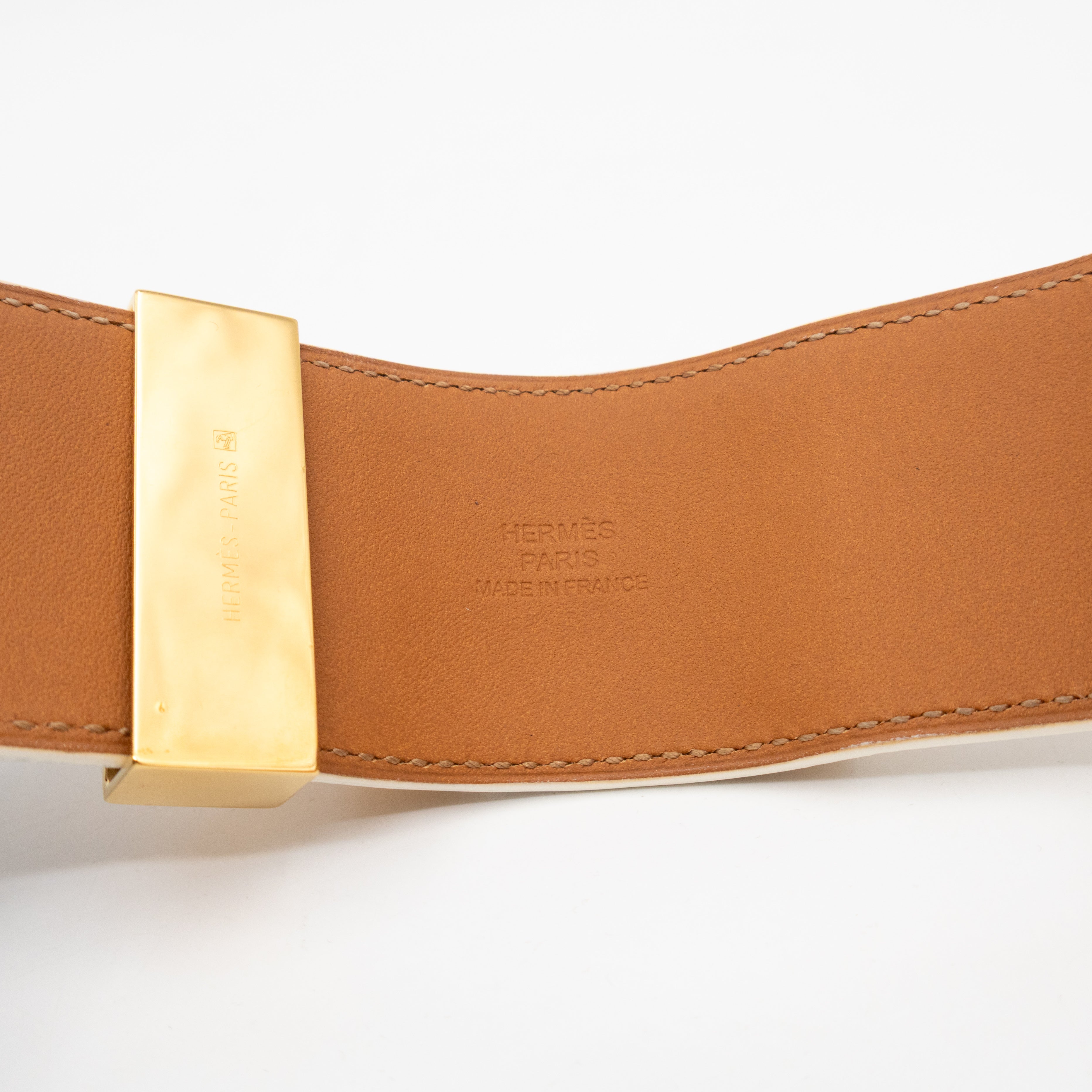 Collier de Chien Bracelet Gold & White Leather