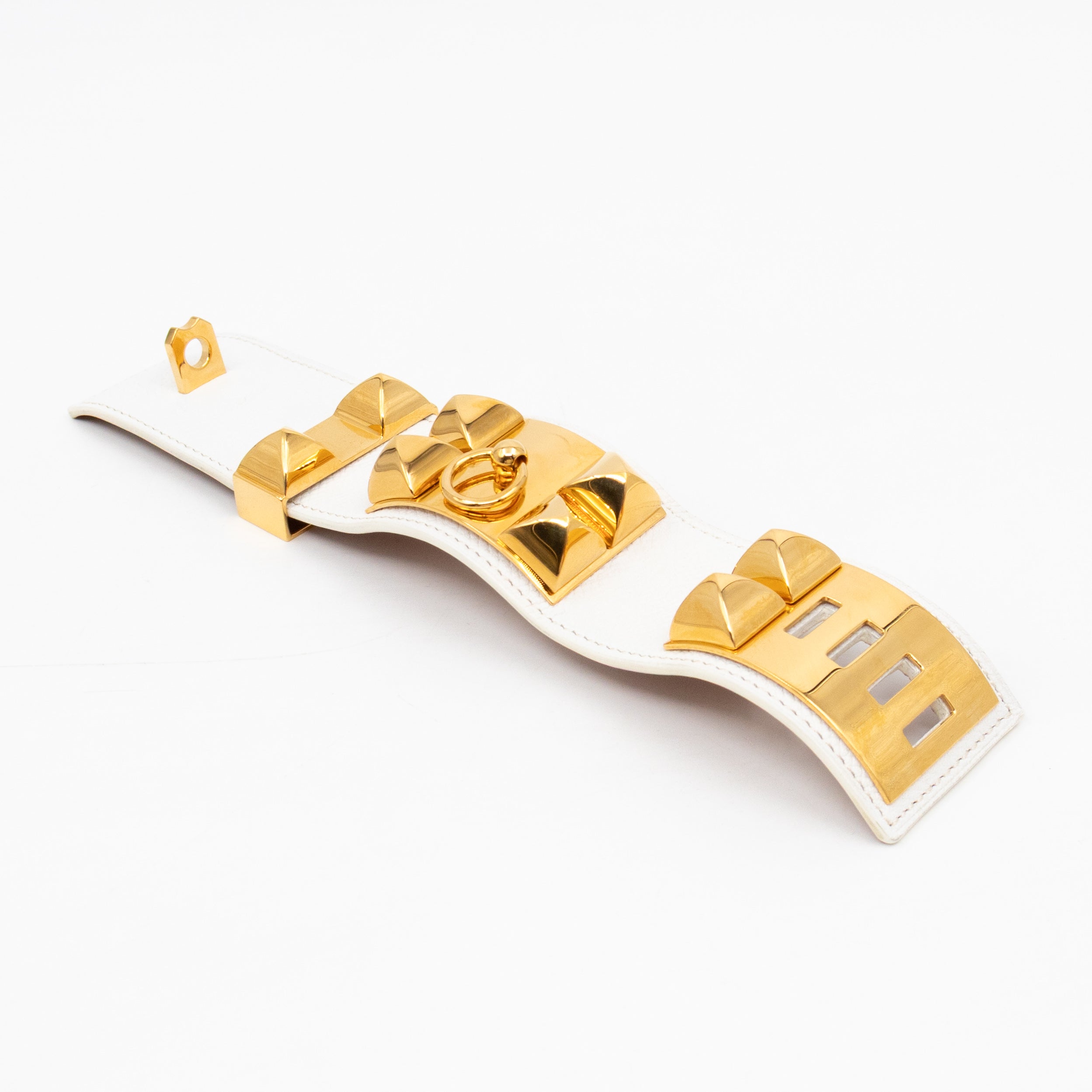 Collier de Chien Bracelet Gold & White Leather