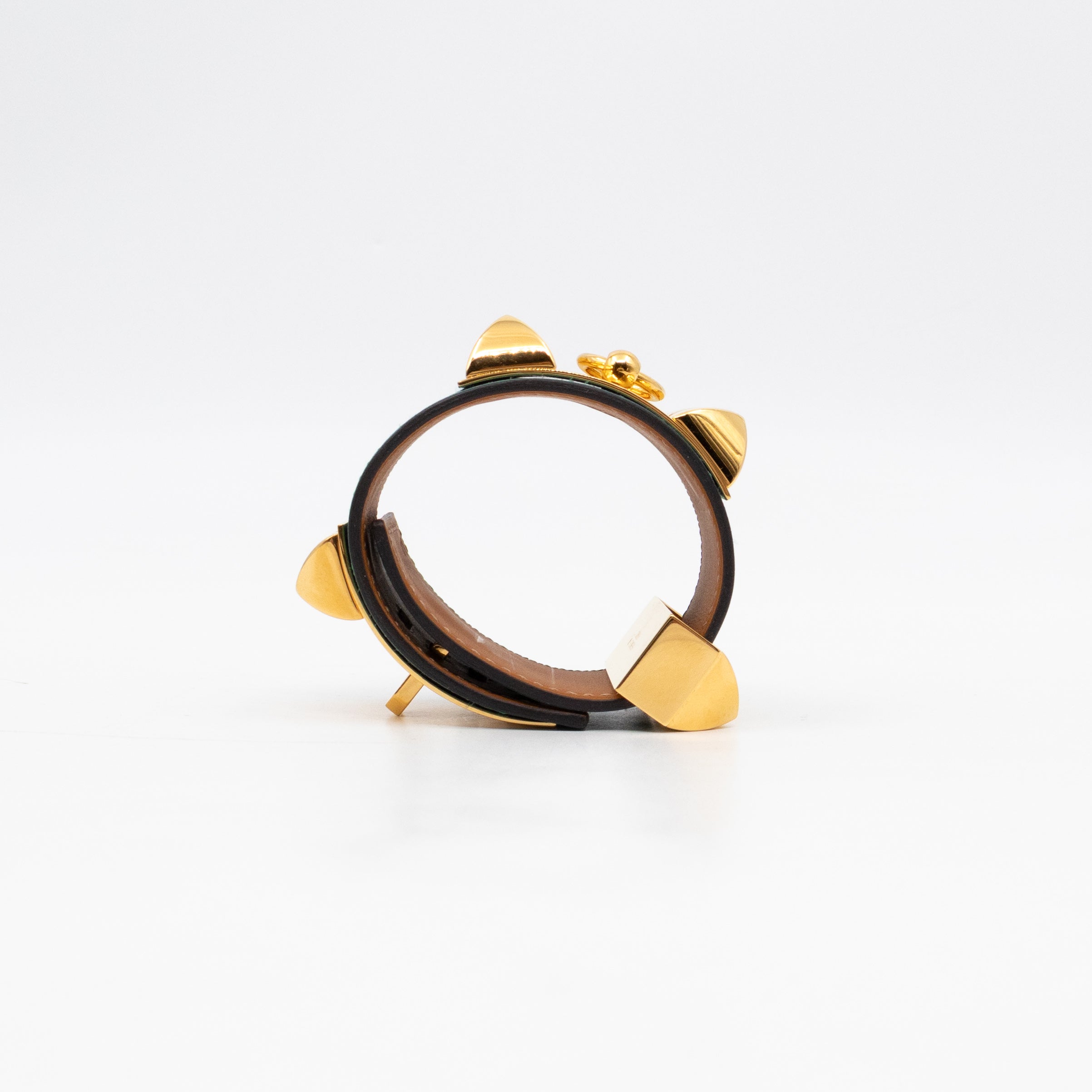 Collier de Chien Bracelet Gold & Malachite Leather