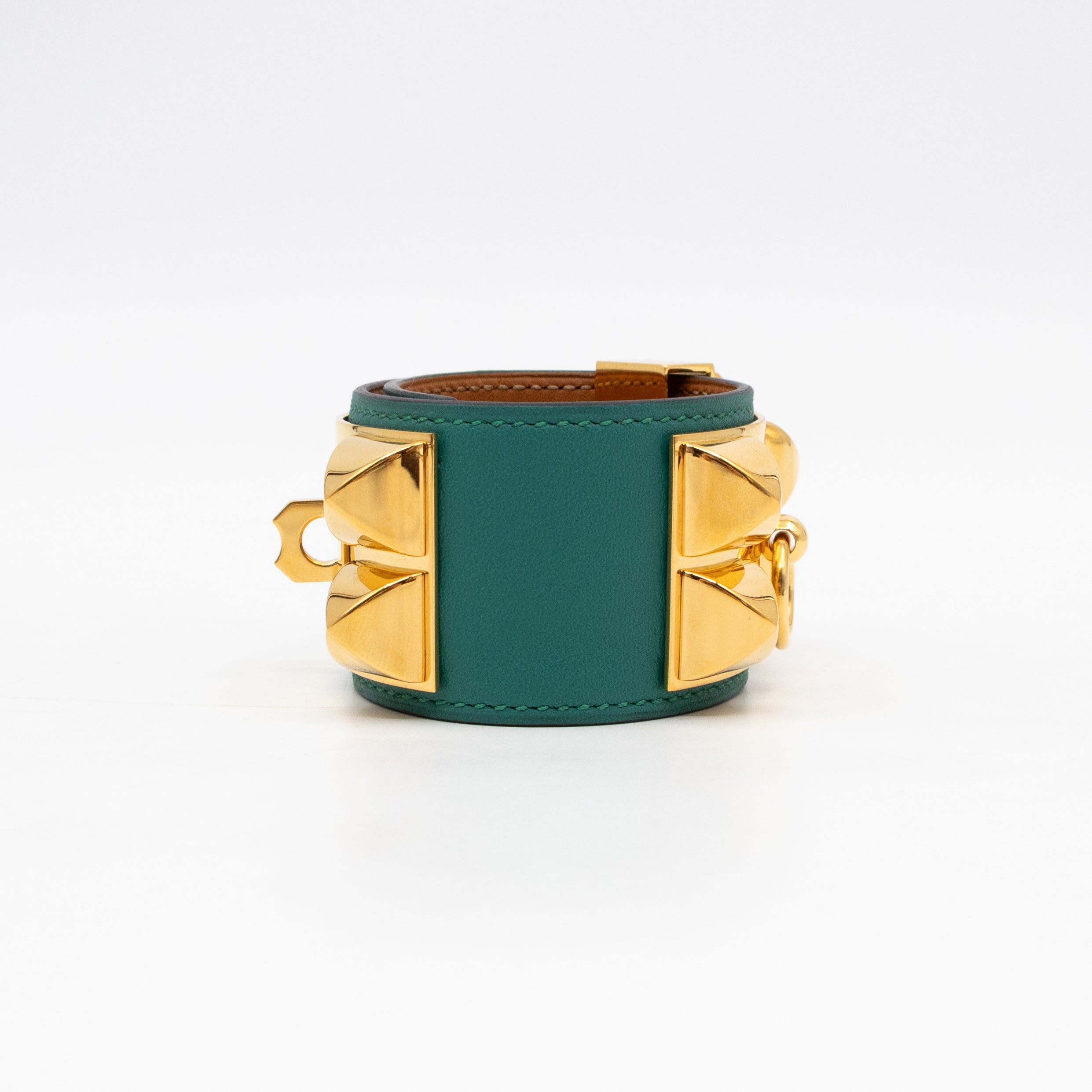 Collier de Chien Bracelet Gold & Malachite Leather