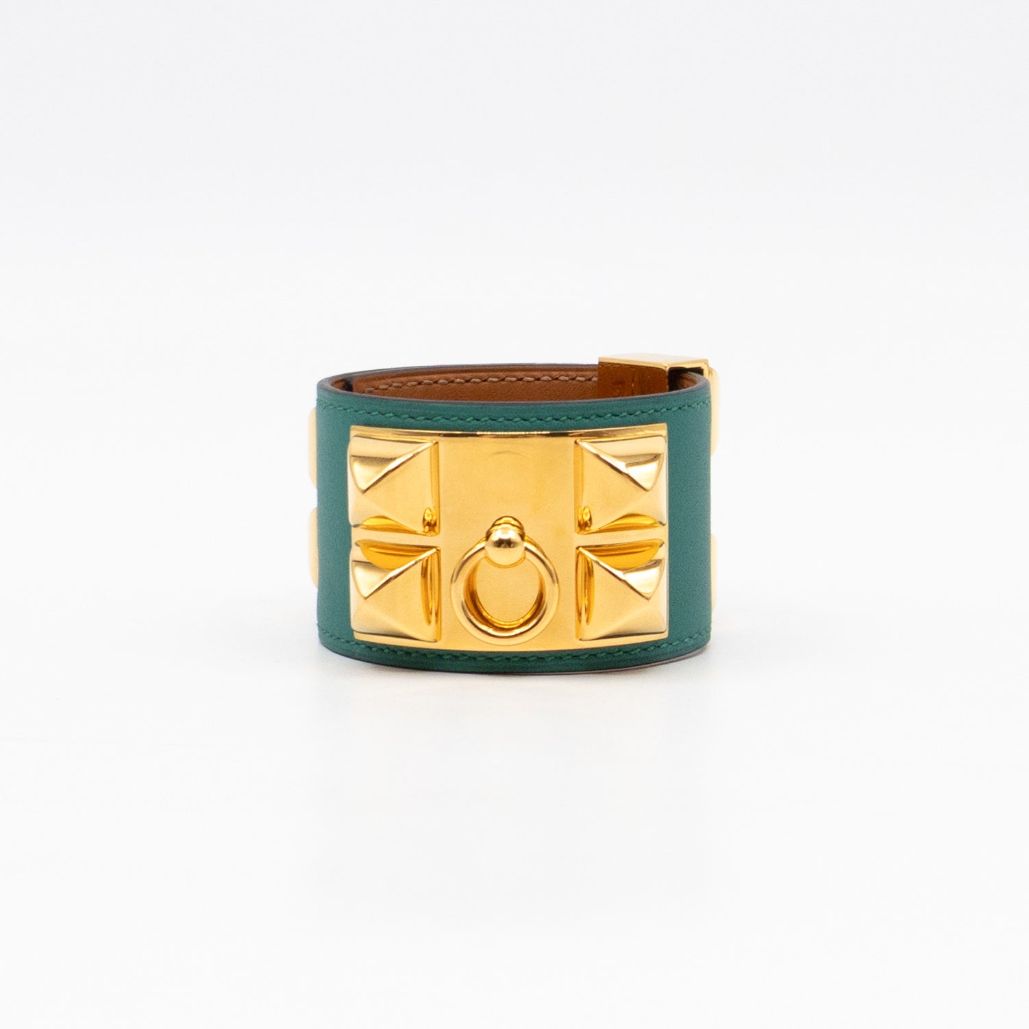 Collier de Chien Bracelet Gold & Malachite Leather