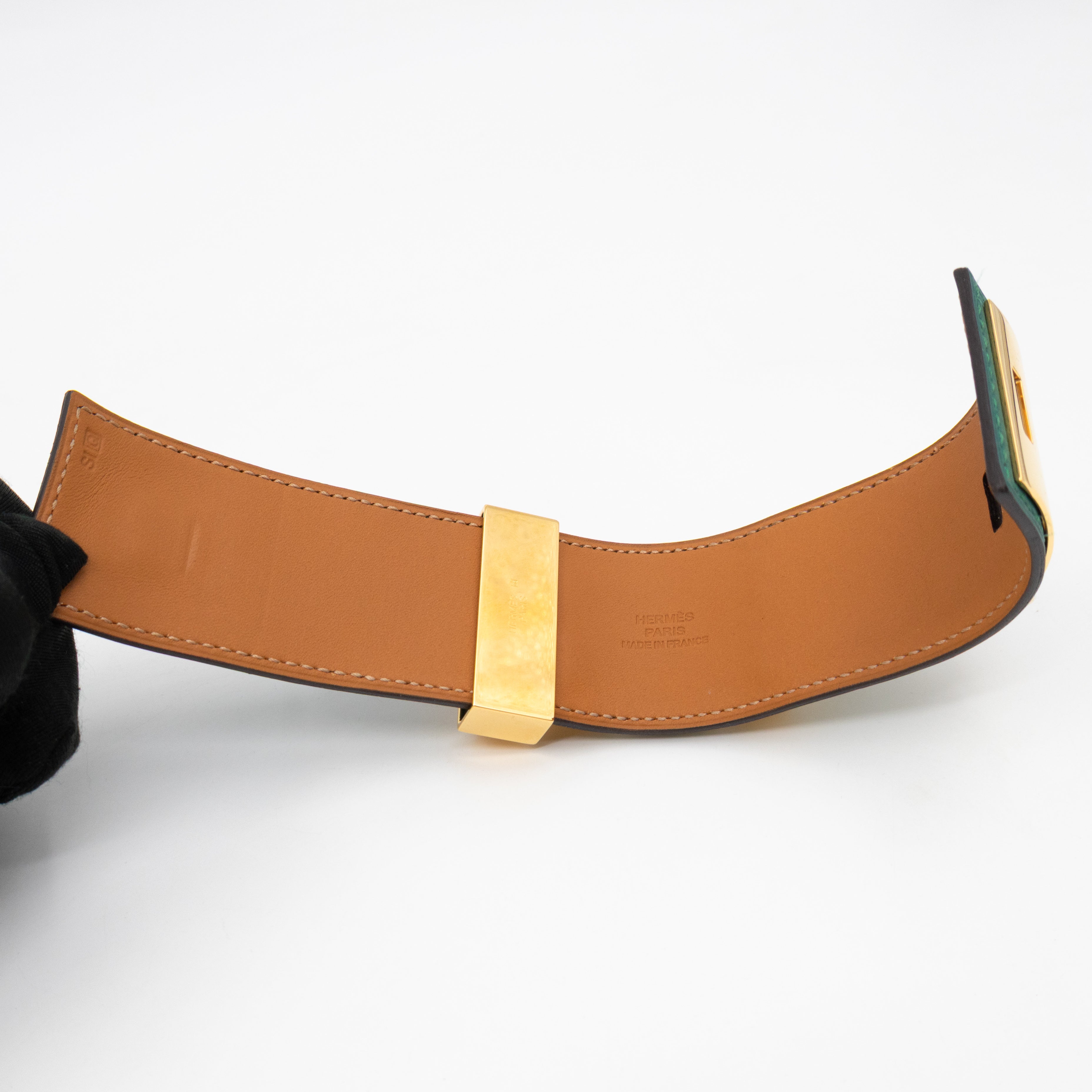 Collier de Chien Bracelet Gold & Malachite Leather