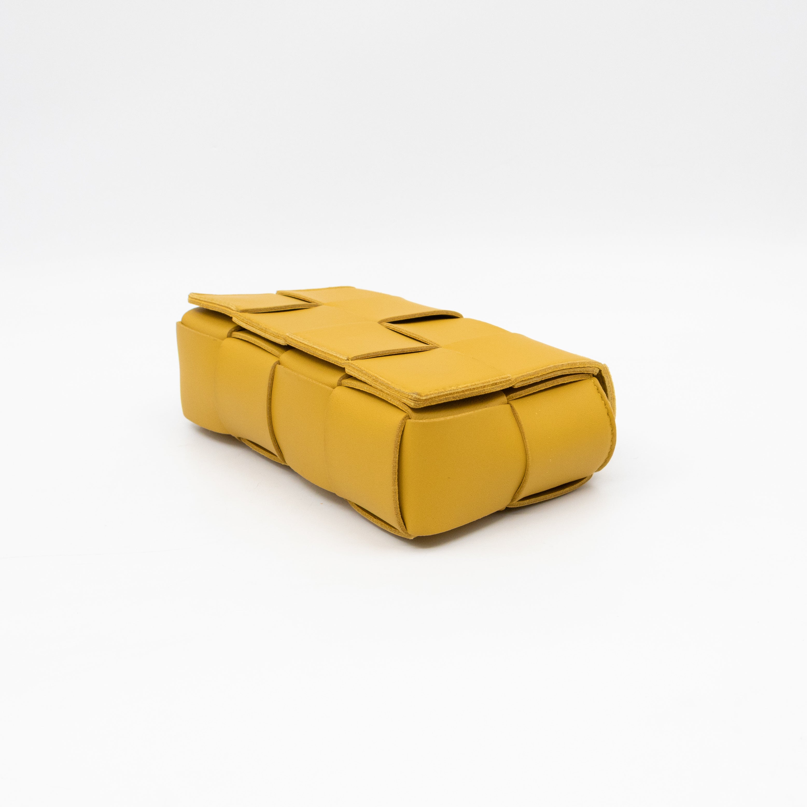 Cassette Mini Belt Bag Yellow Intrecciato Leather