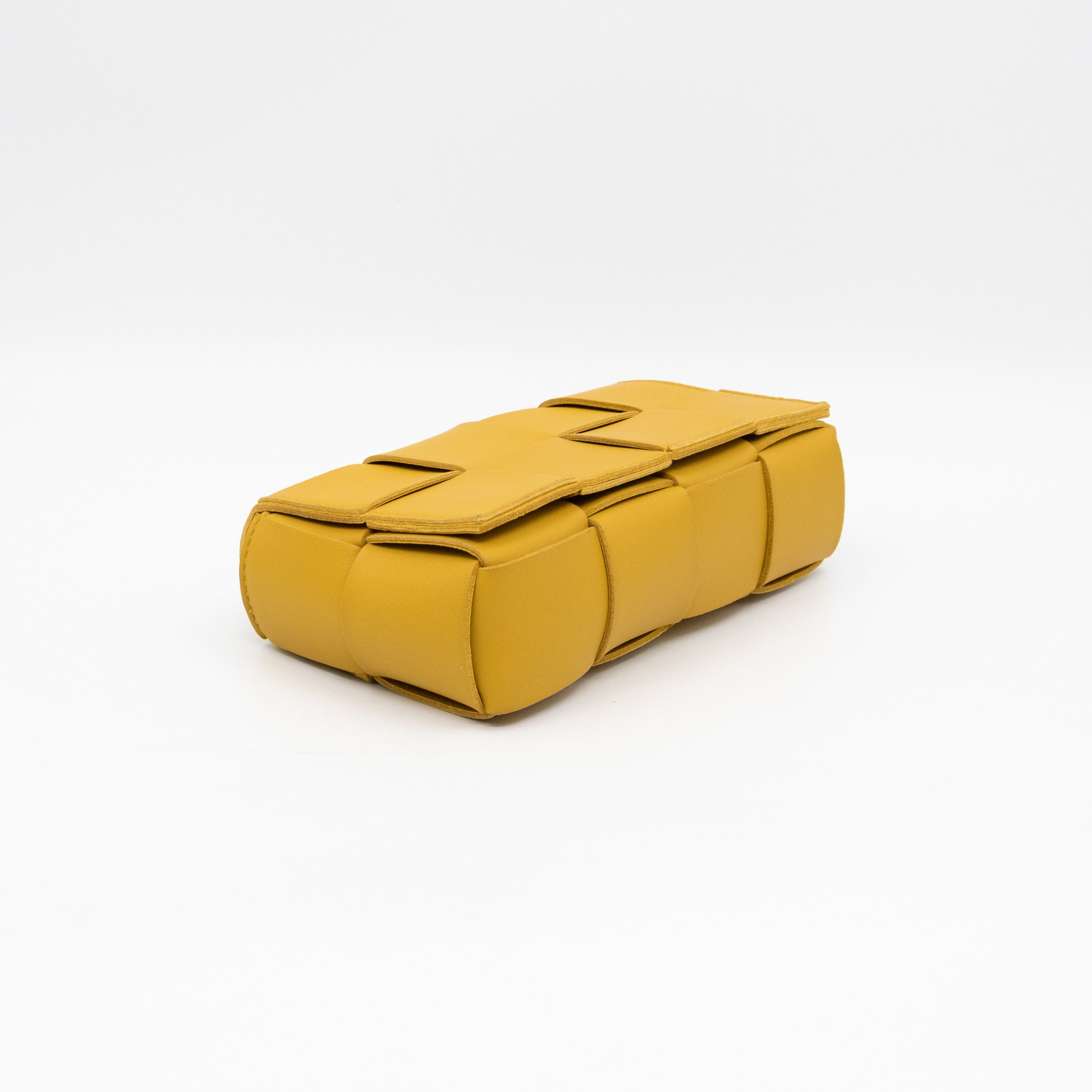 Cassette Mini Belt Bag Yellow Intrecciato Leather