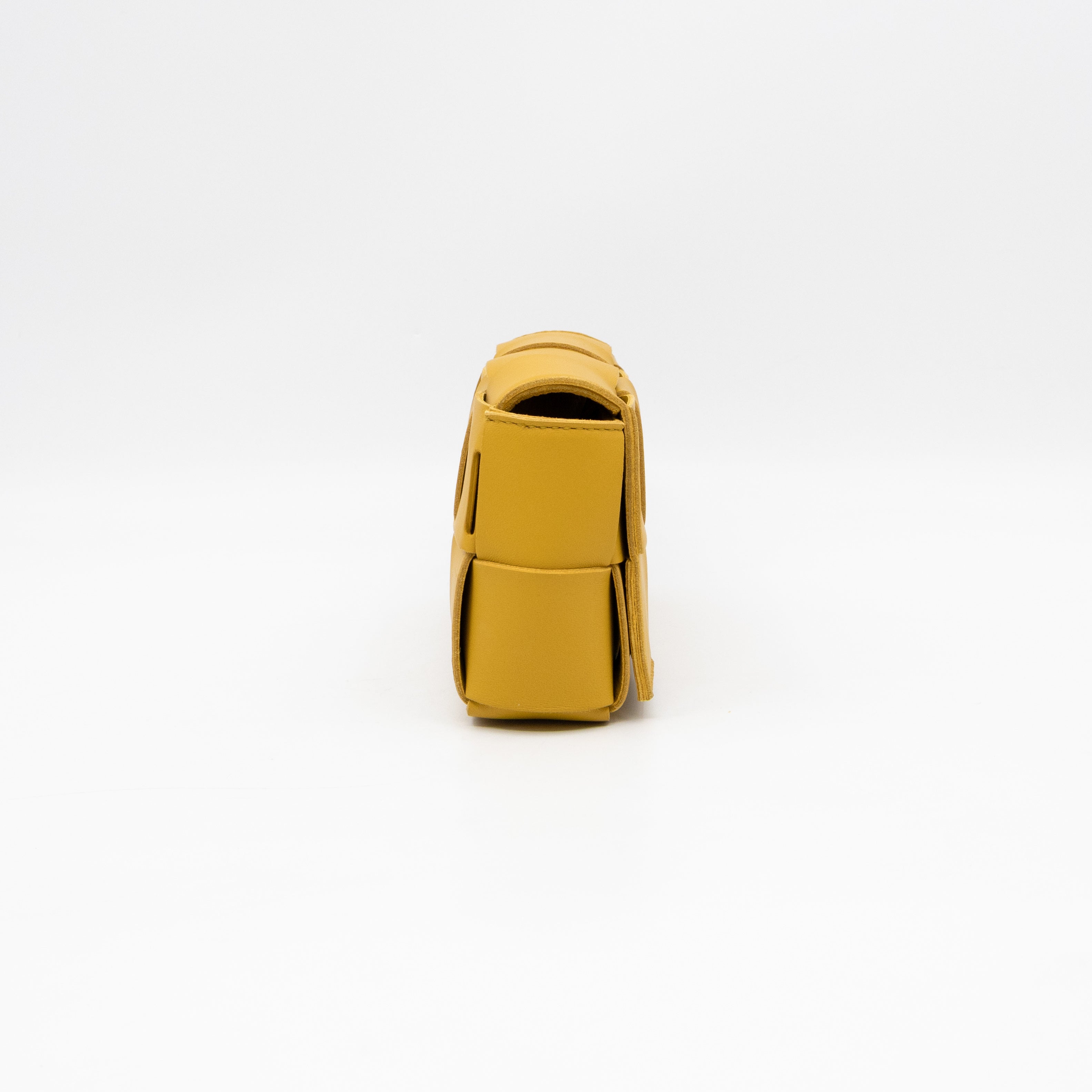 Cassette Mini Belt Bag Yellow Intrecciato Leather