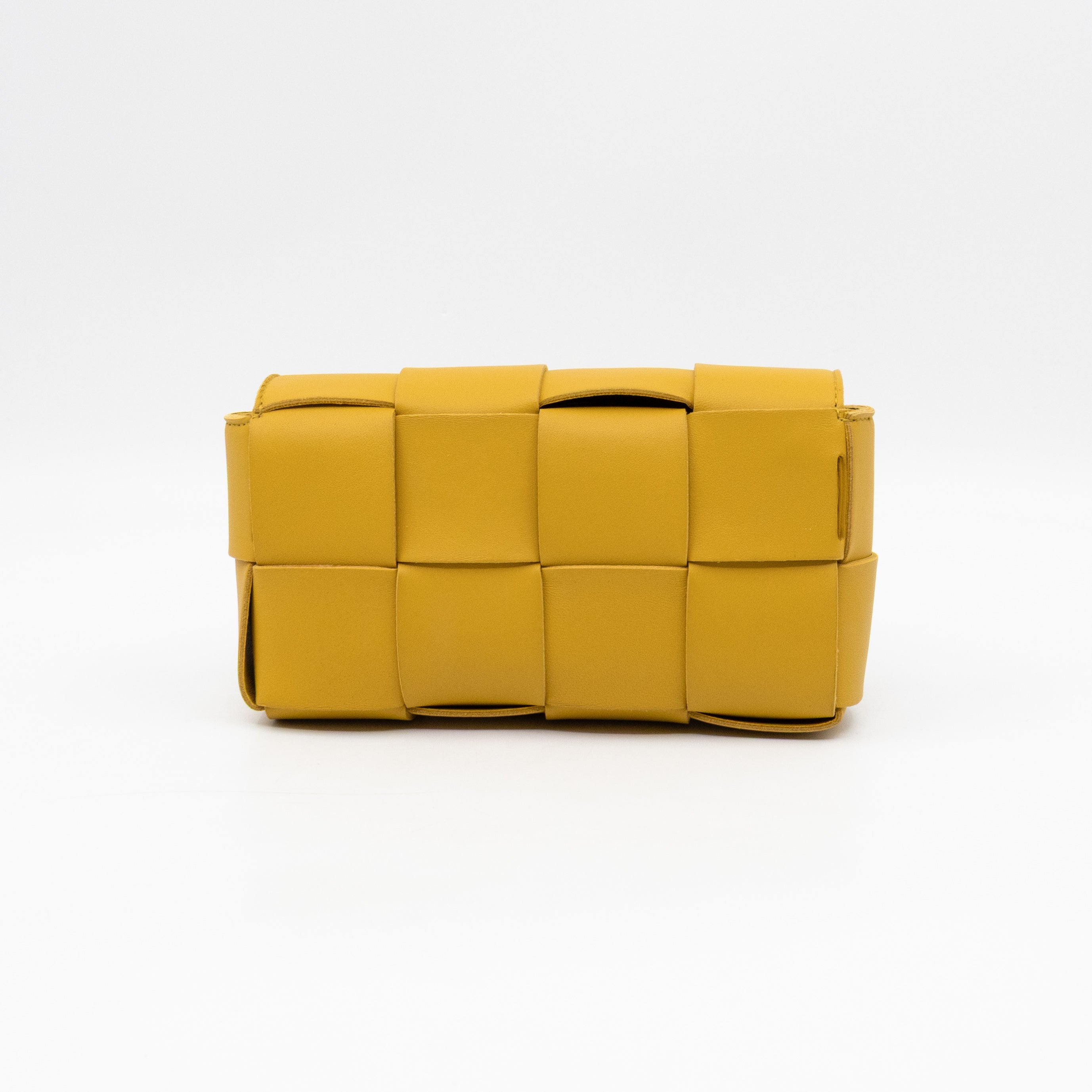 Cassette Mini Belt Bag Yellow Intrecciato Leather