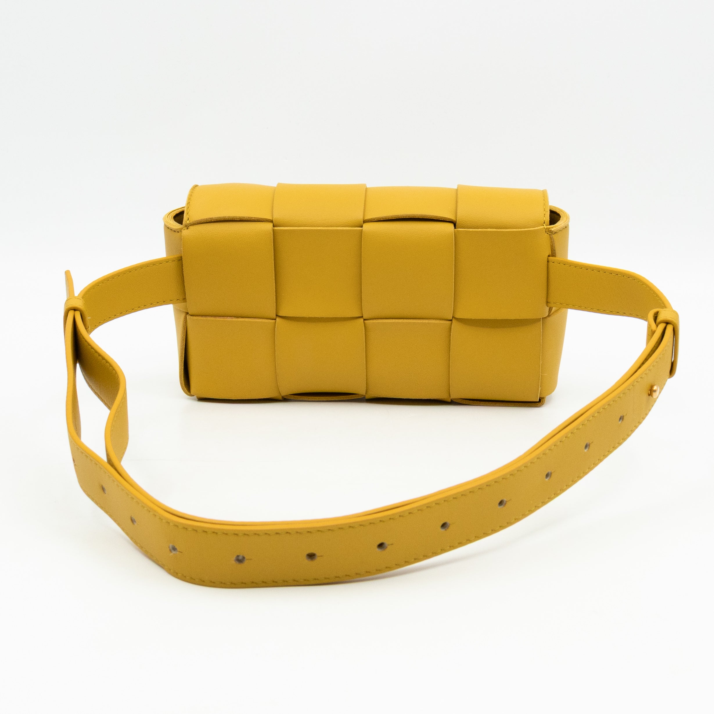 Cassette Mini Belt Bag Yellow Intrecciato Leather