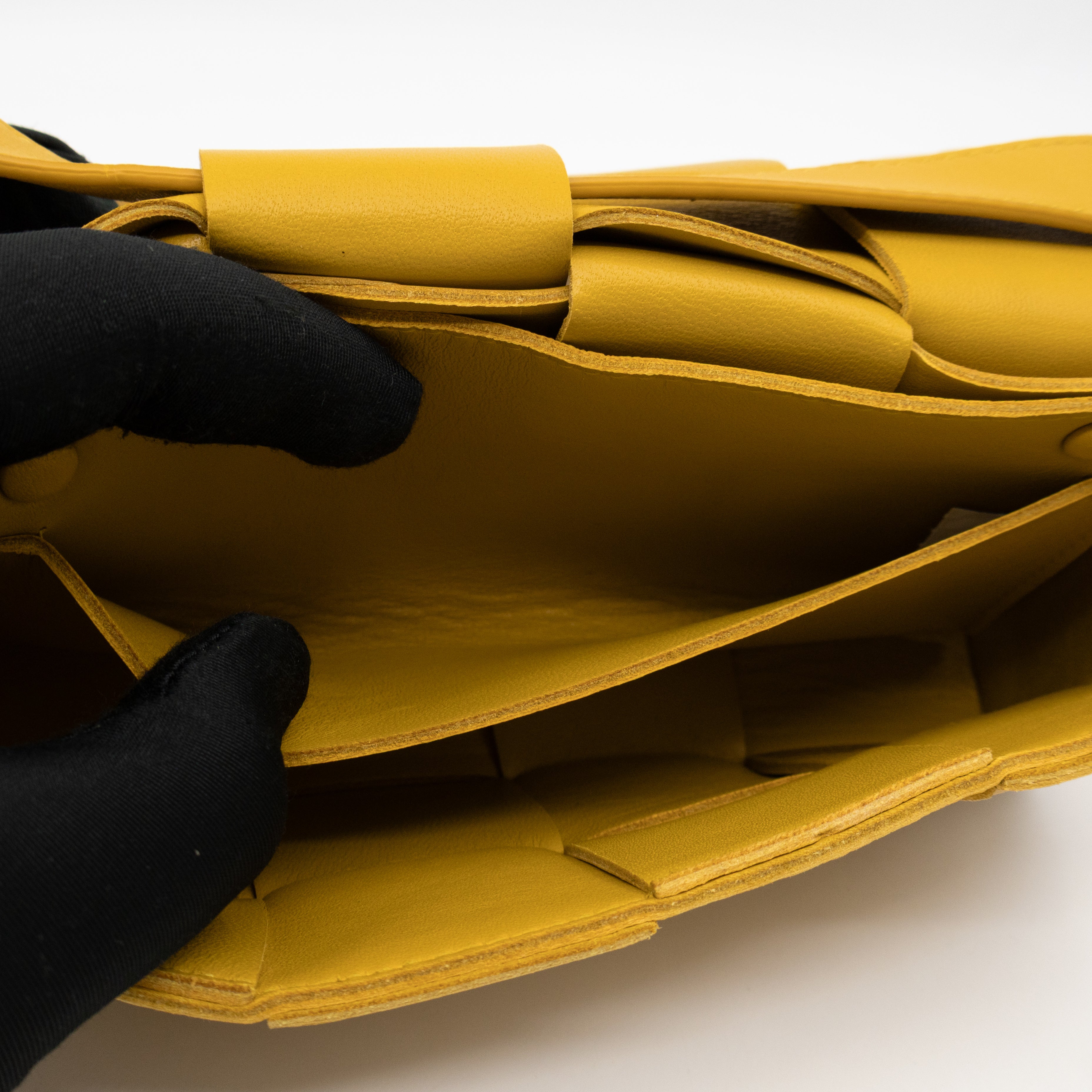 Cassette Mini Belt Bag Yellow Intrecciato Leather