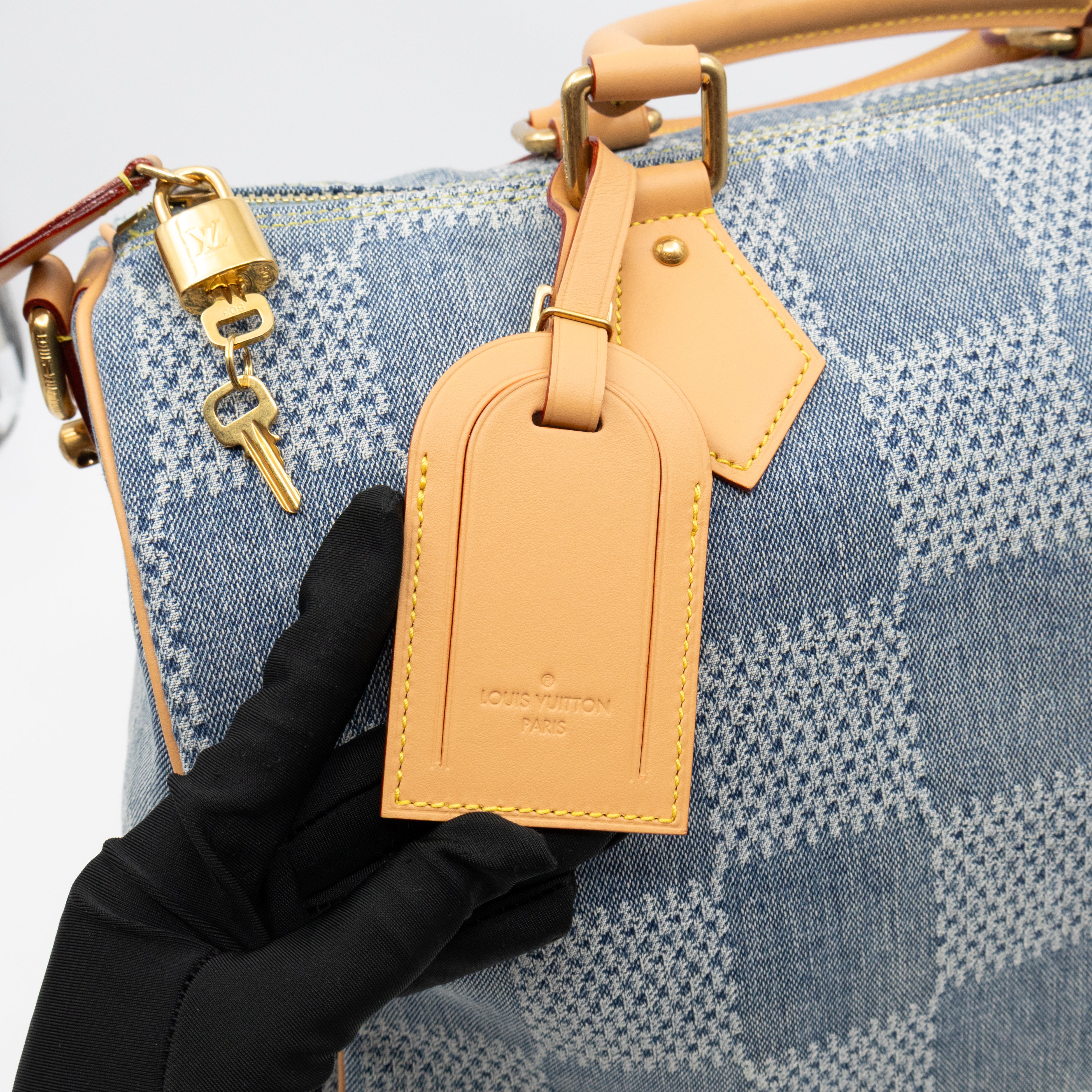 Speedy 40 Bandouliere Blue Damier Denim 3D