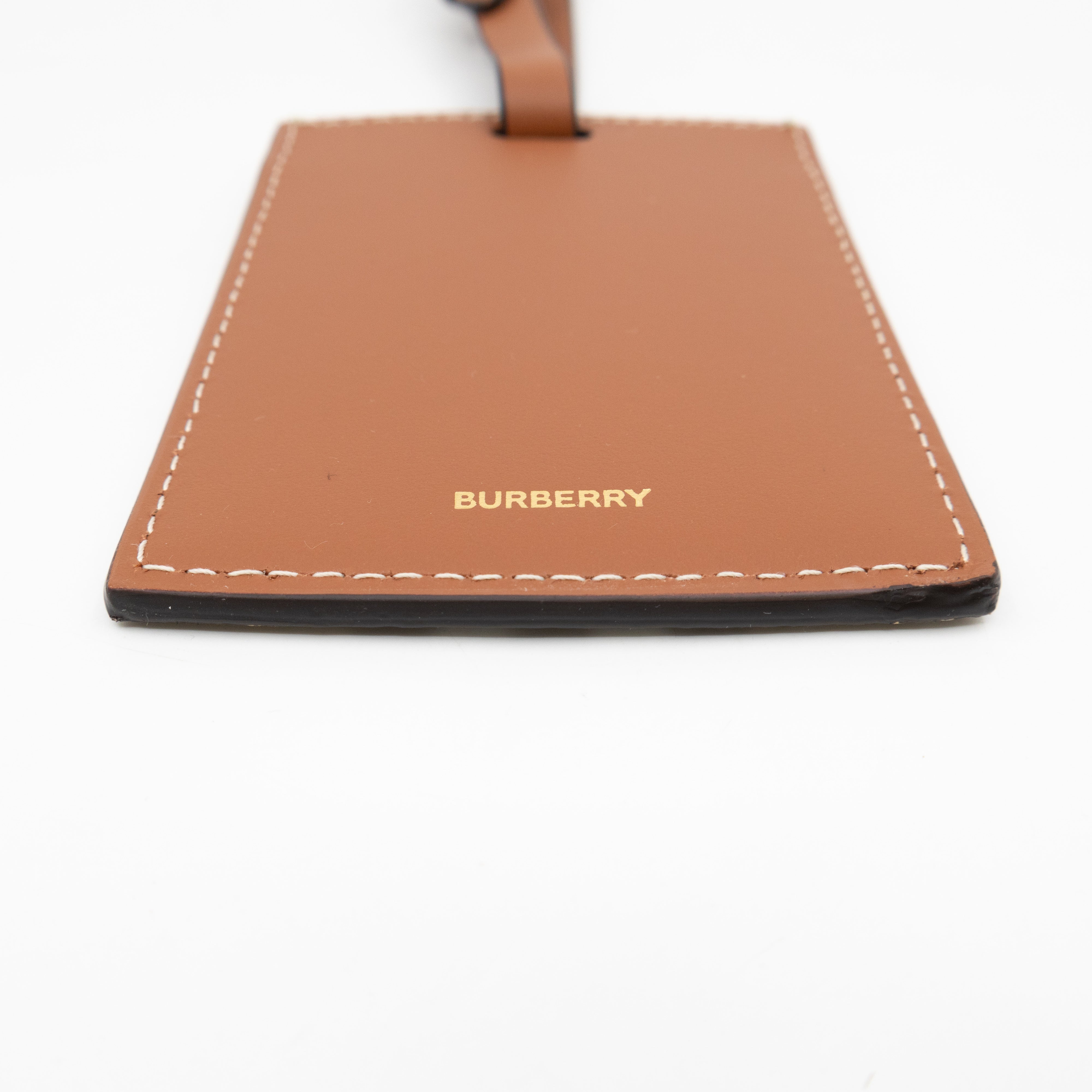 Luggage Tag House Check Brown Leather