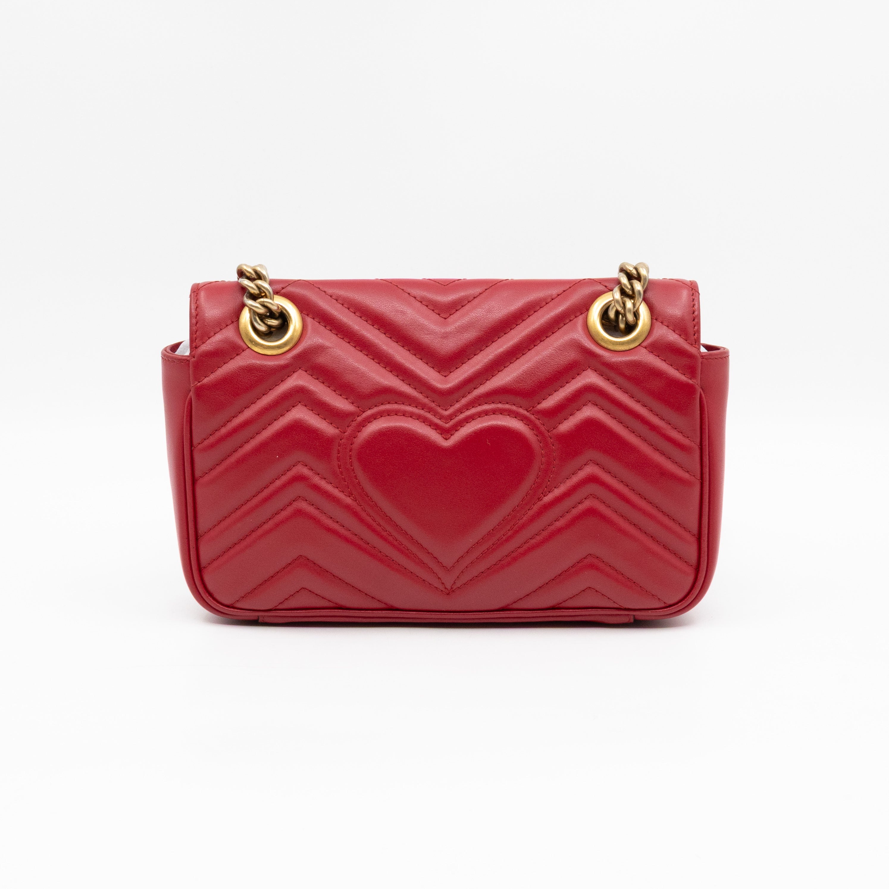 GG Marmont Flap Small Red Leather