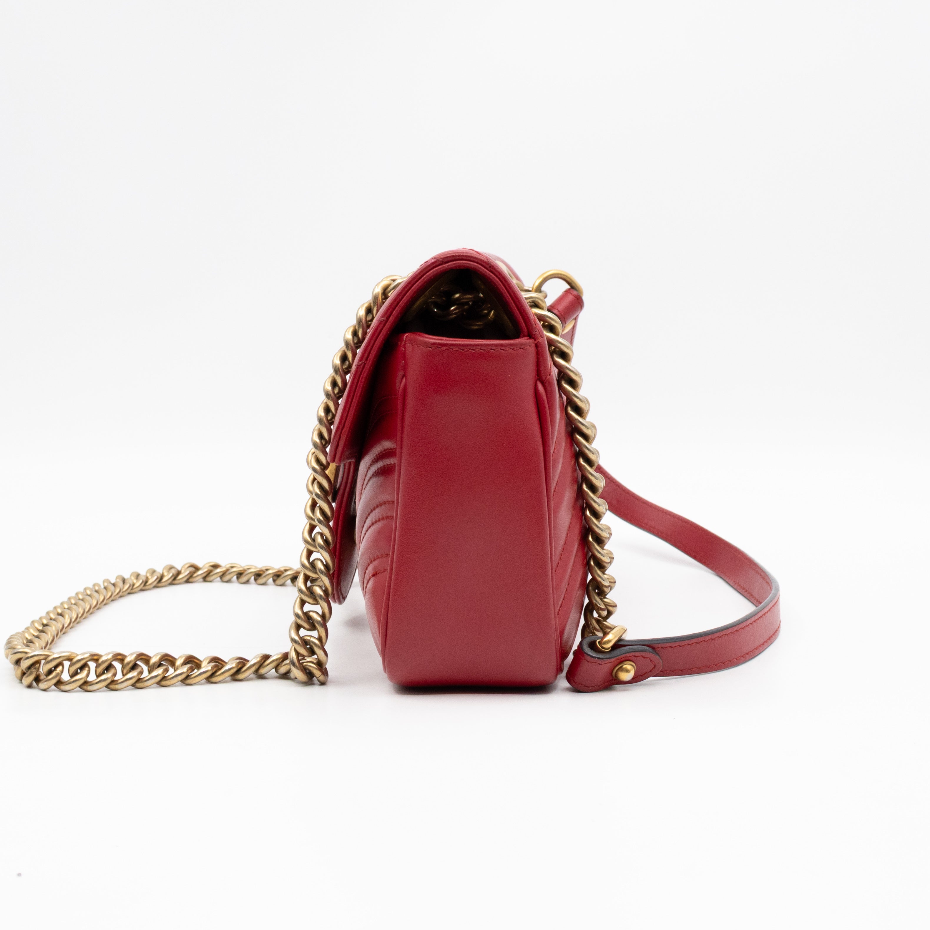 GG Marmont Flap Small Red Leather