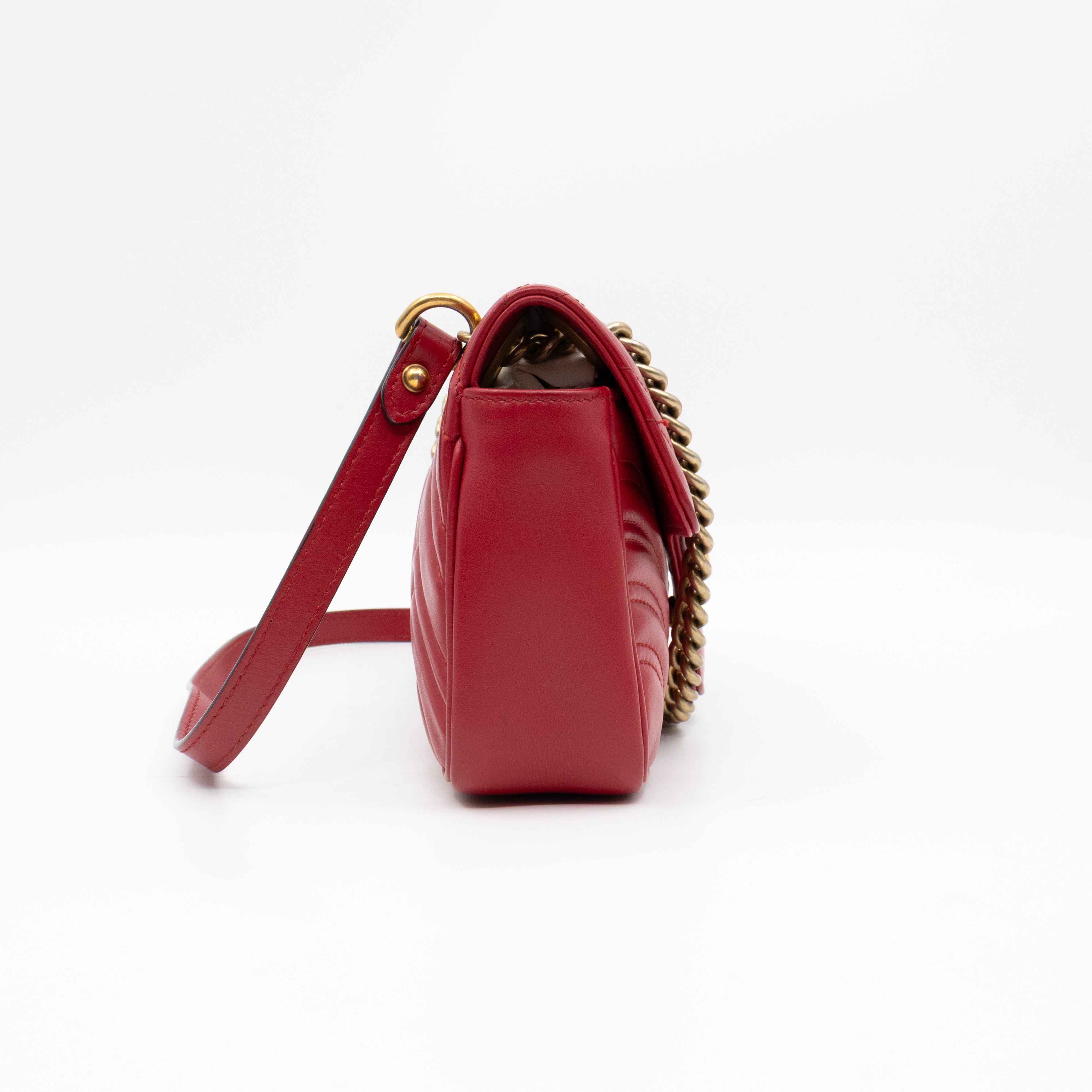GG Marmont Flap Small Red Leather