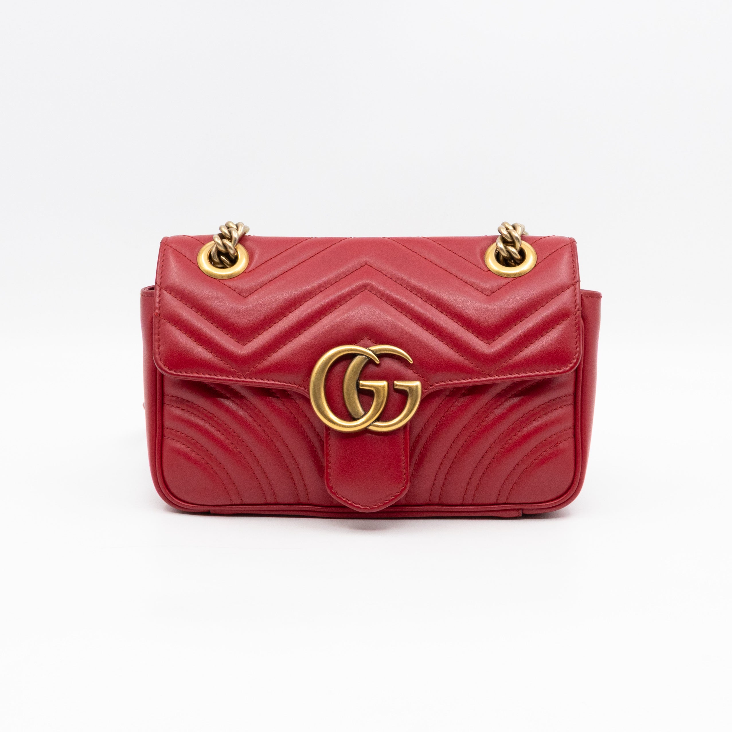 GG Marmont Flap Small Red Leather