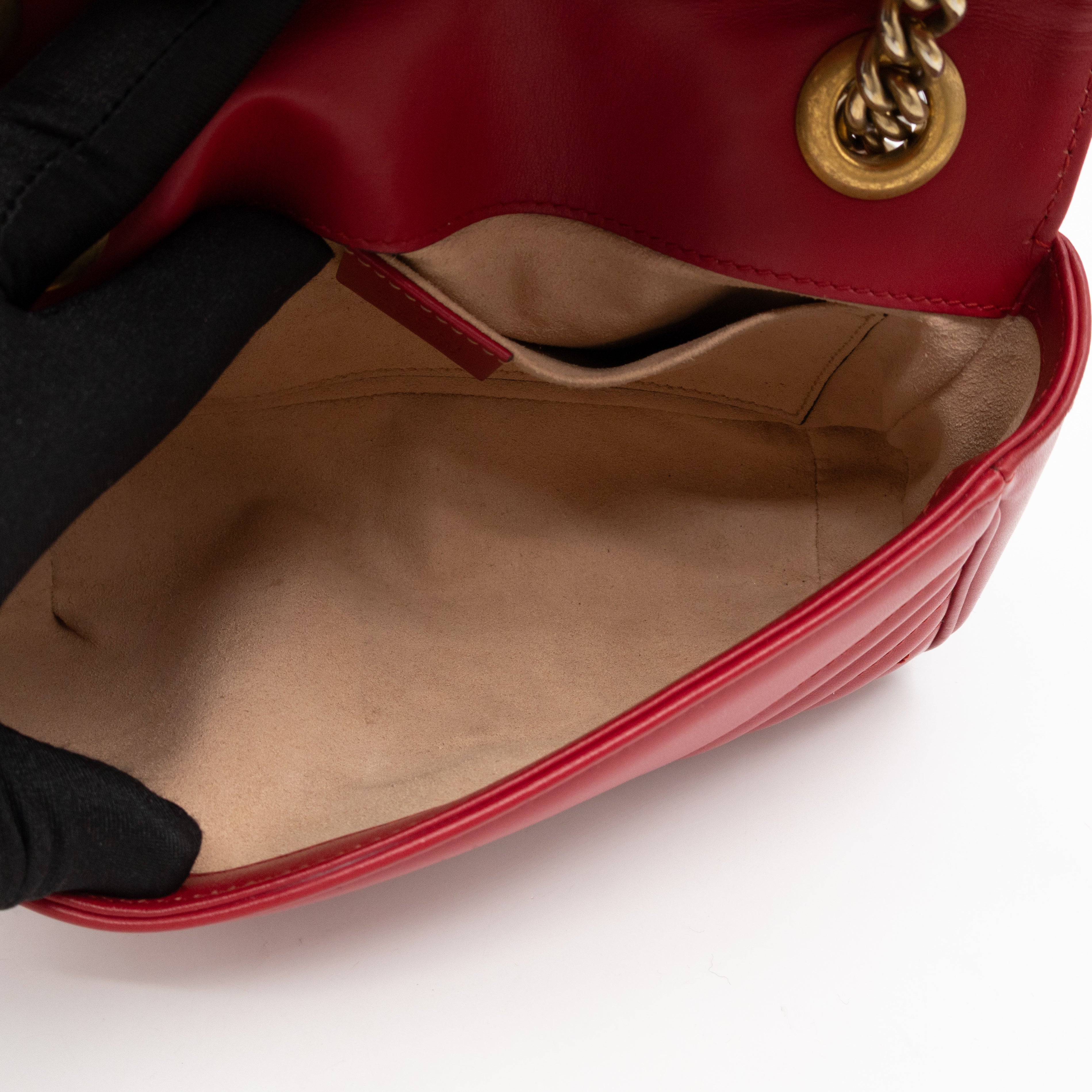 GG Marmont Flap Small Red Leather