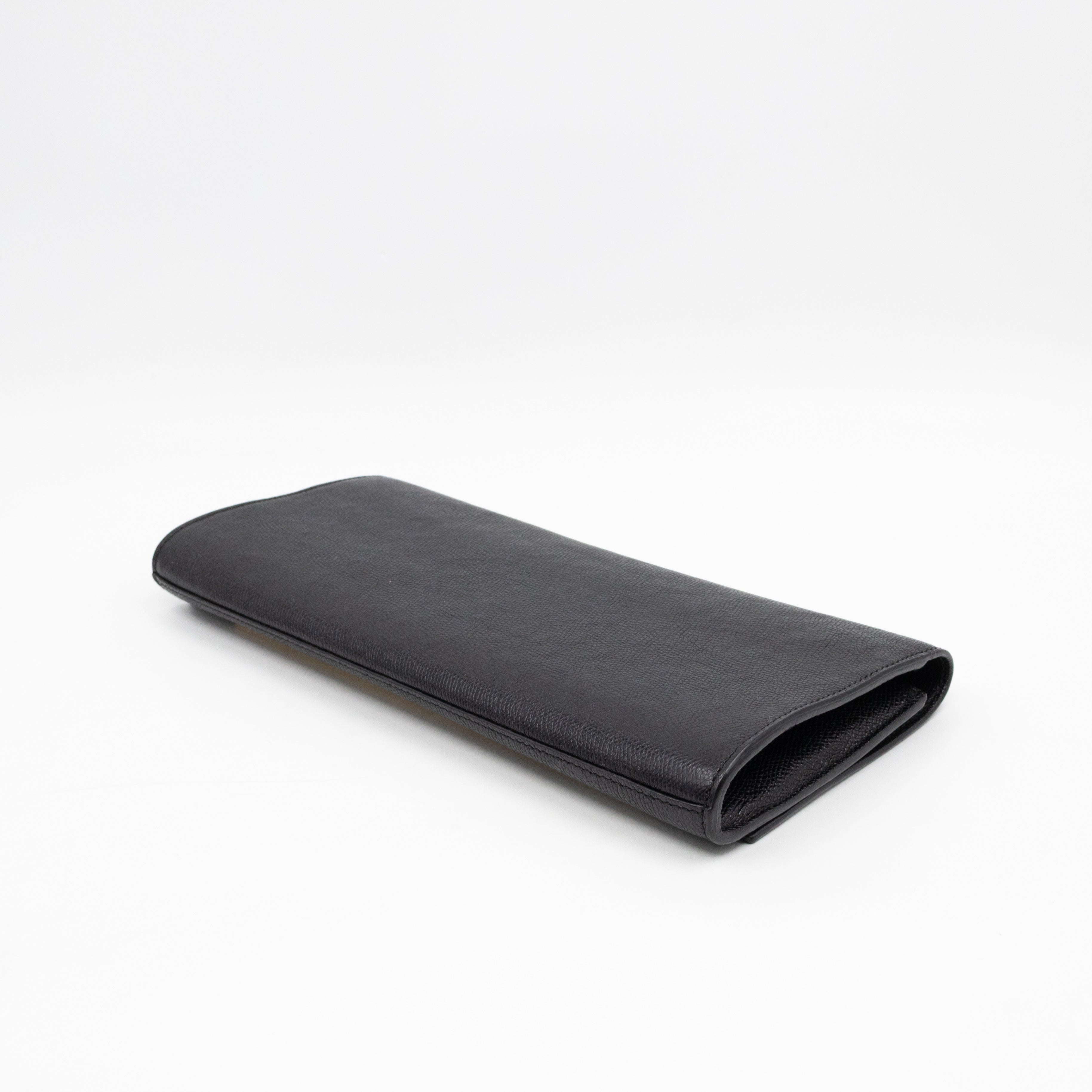 Lutetia Flap Clutch Black Glossy Calfskin