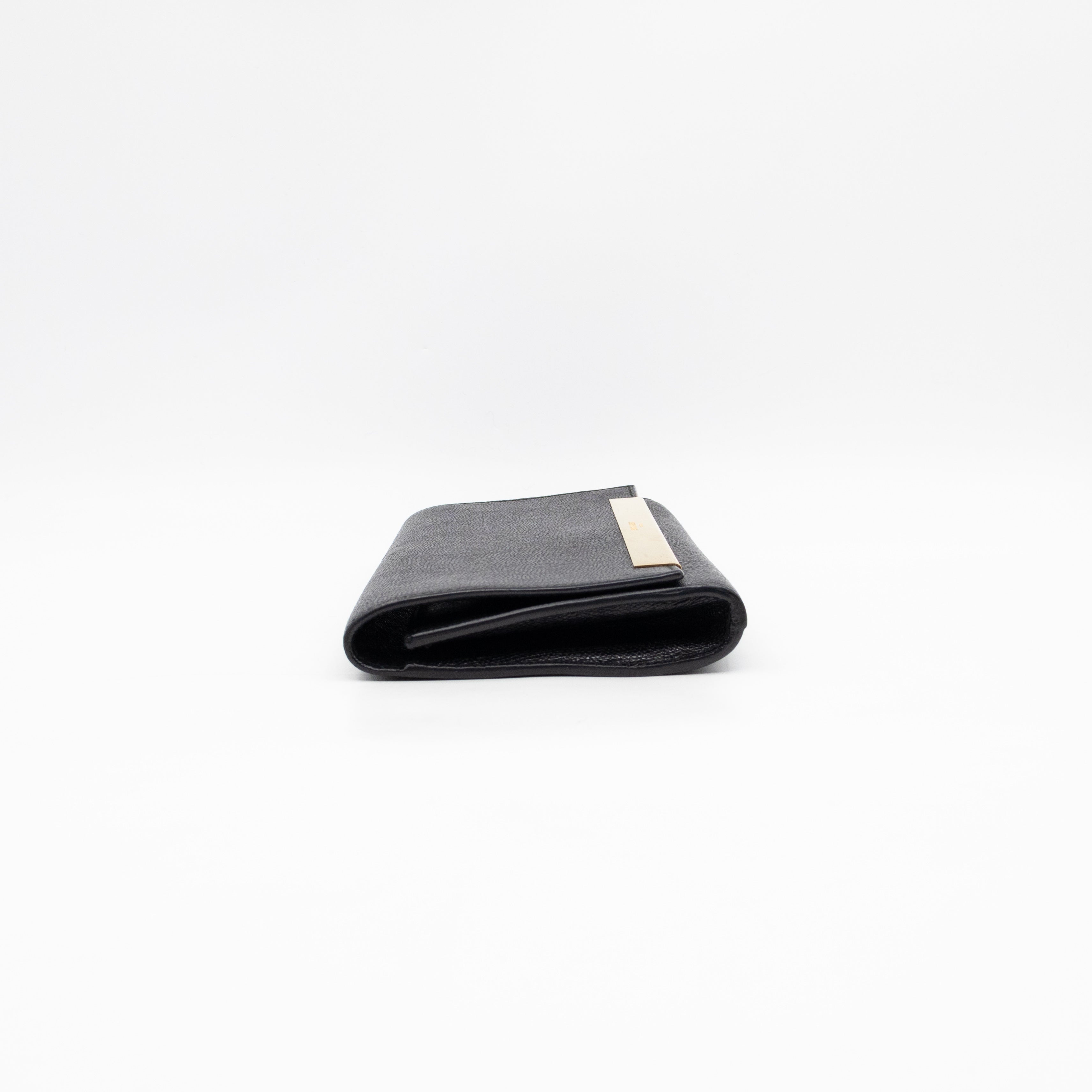 Lutetia Flap Clutch Black Glossy Calfskin