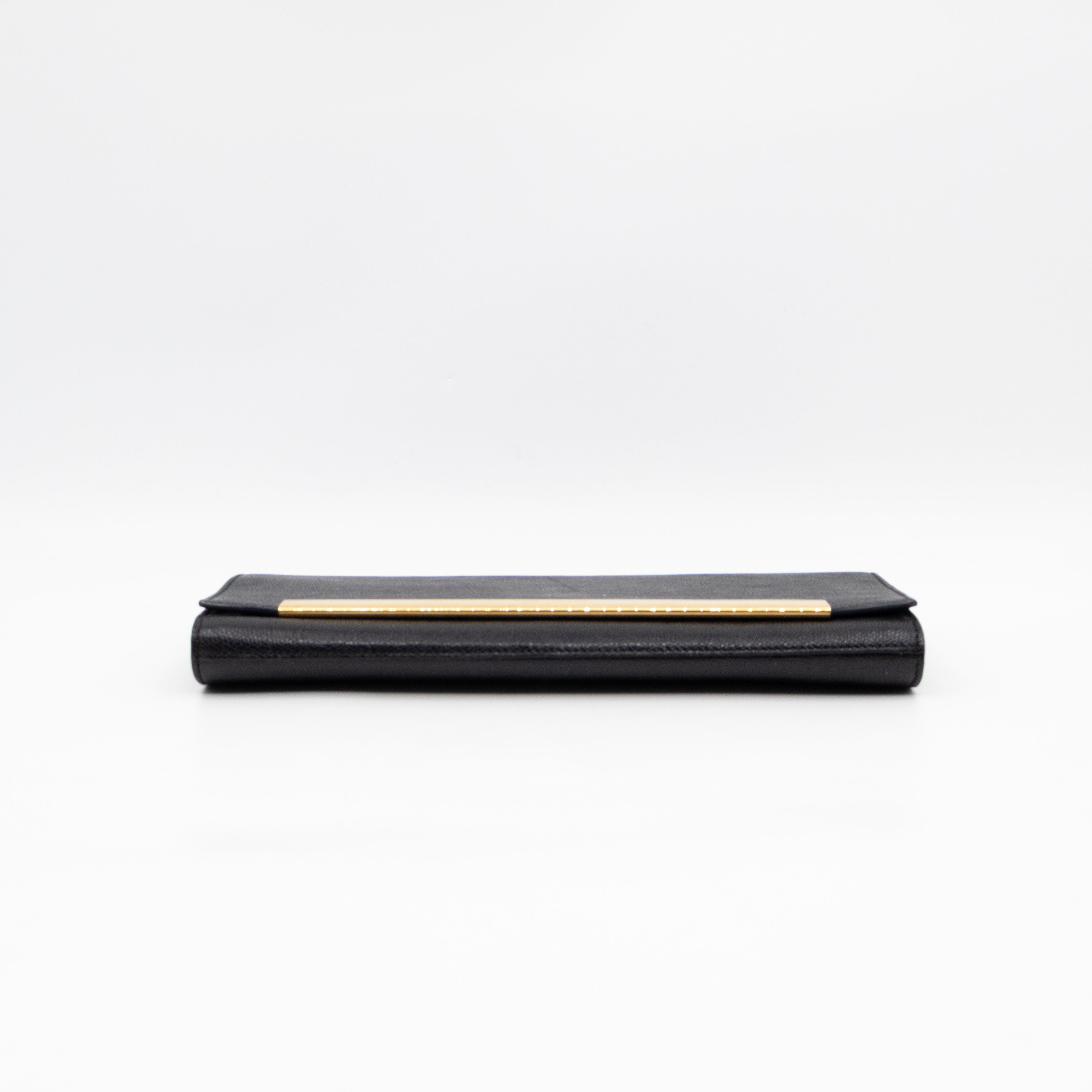 Lutetia Flap Clutch Black Glossy Calfskin