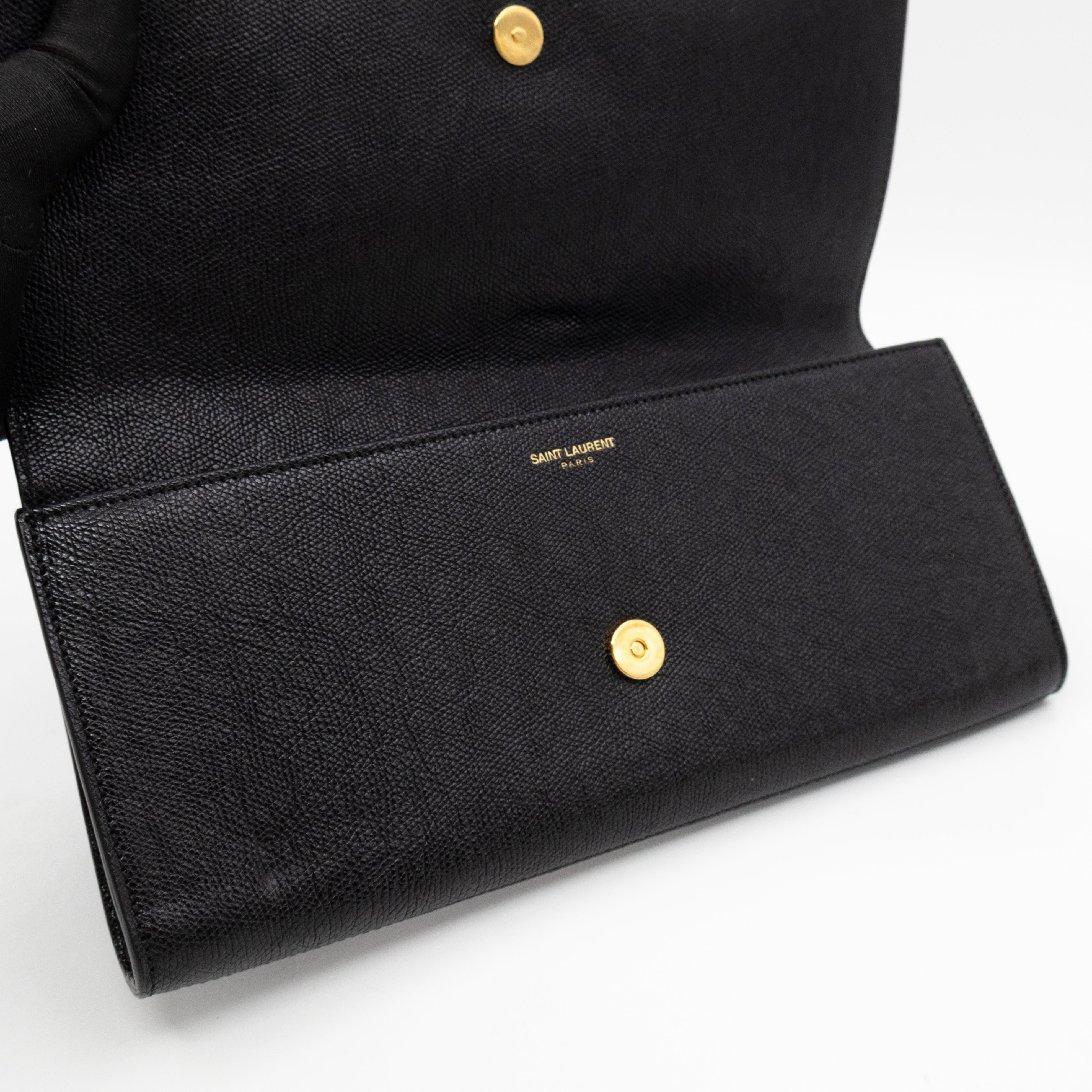 Lutetia Flap Clutch Black Glossy Calfskin