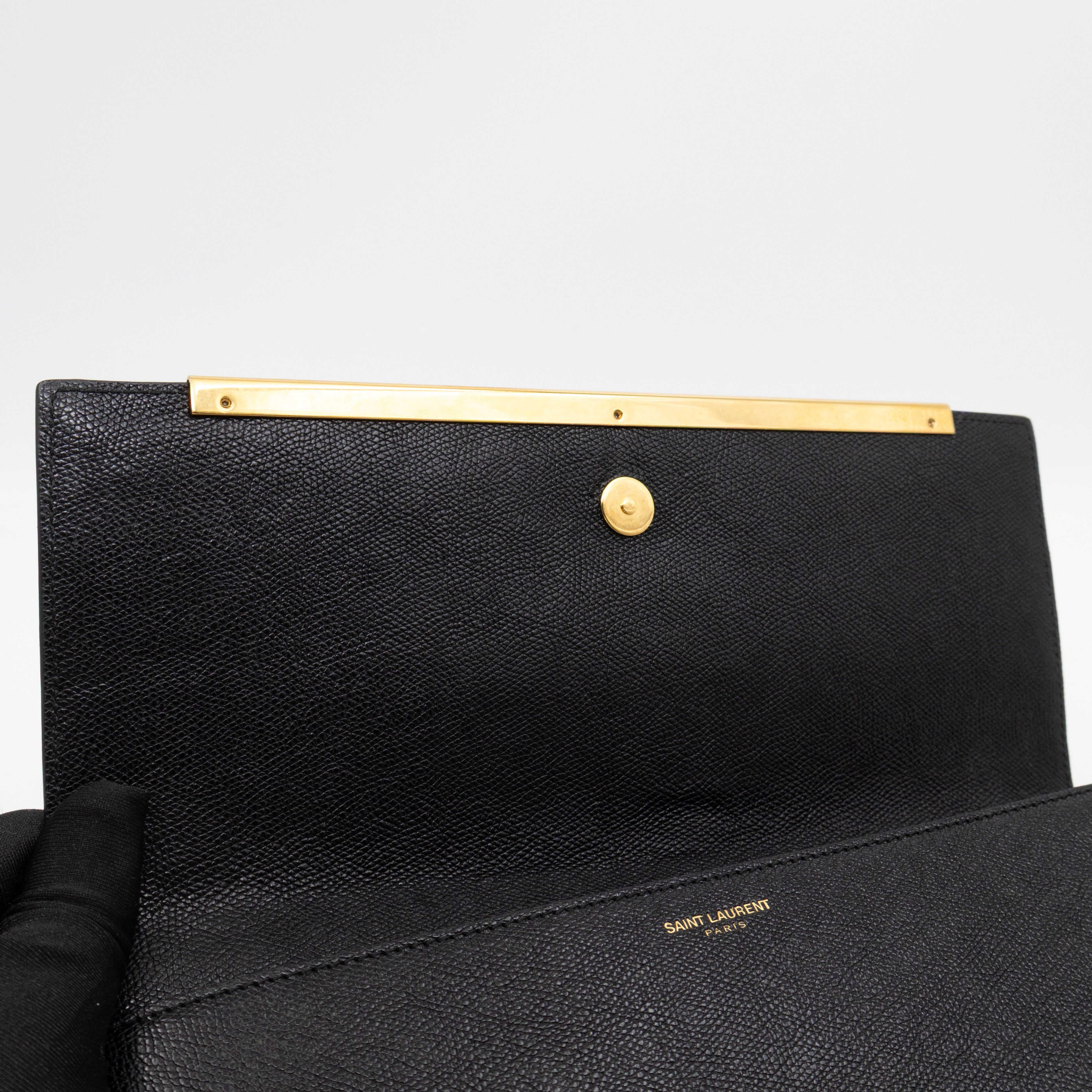 Lutetia Flap Clutch Black Glossy Calfskin
