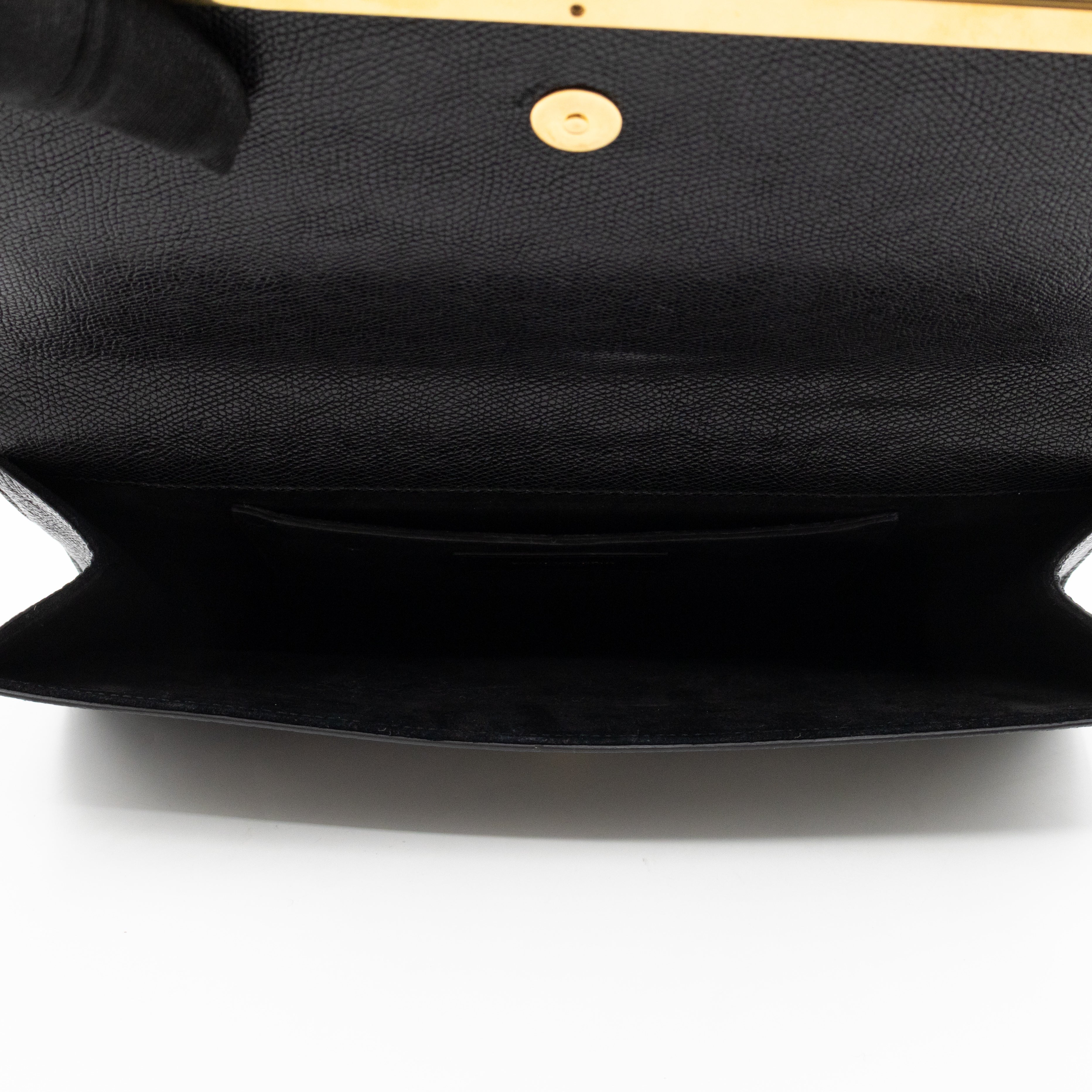 Lutetia Flap Clutch Black Glossy Calfskin