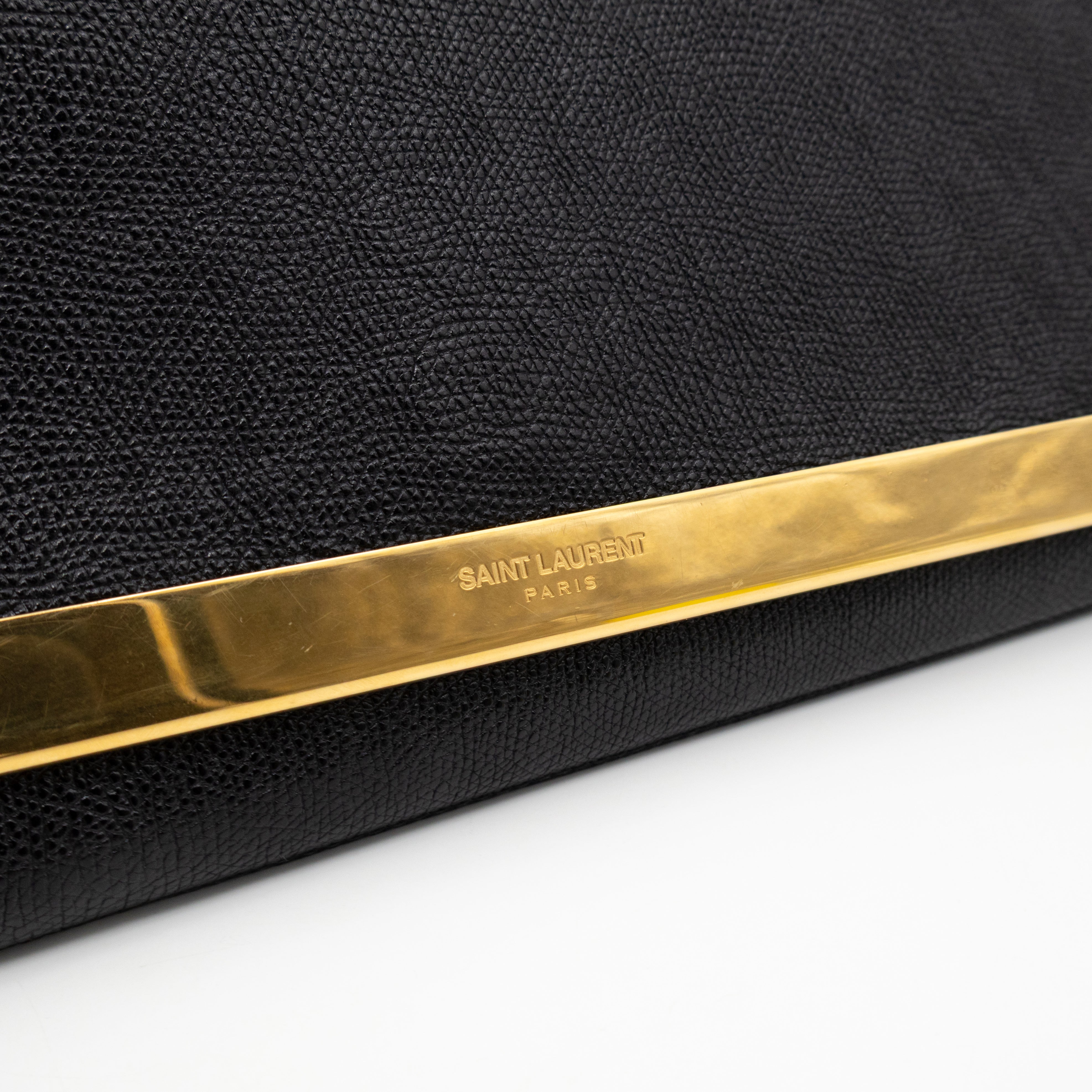 Lutetia Flap Clutch Black Glossy Calfskin