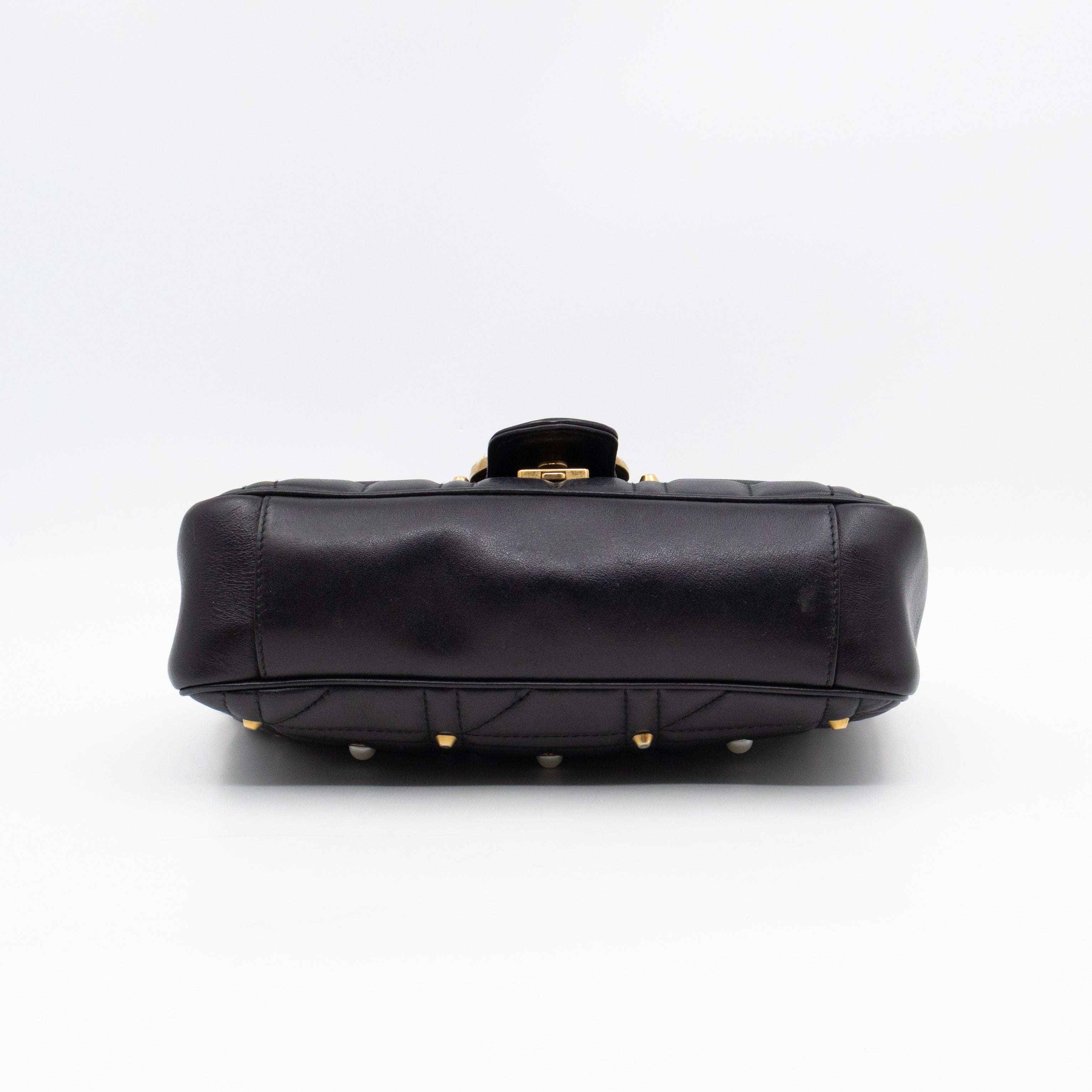 GG Marmont Medium Flap Bag Pearls Black Matelasse Leather