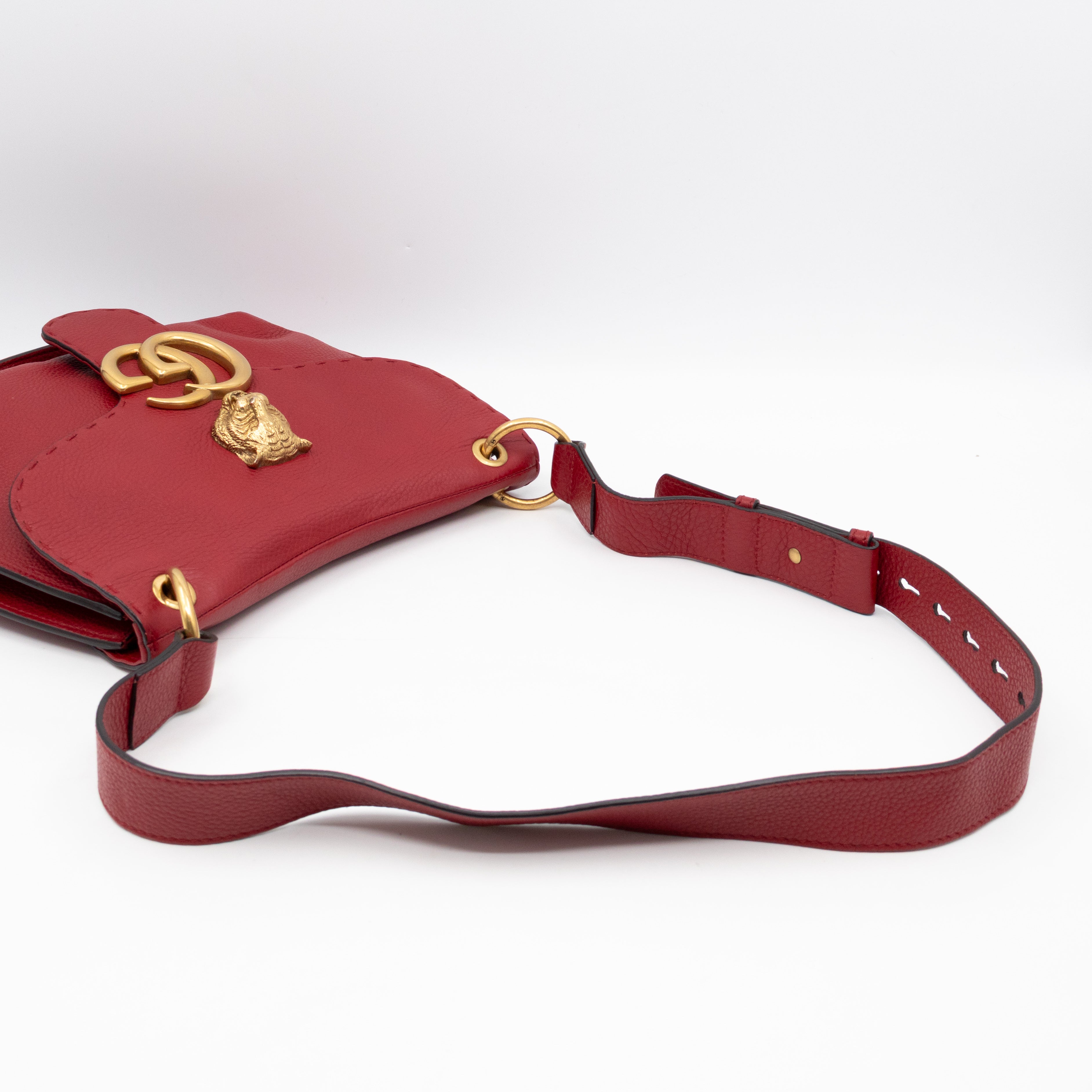 GG Marmont Flap Animalier Shoulder Bag Red Leather