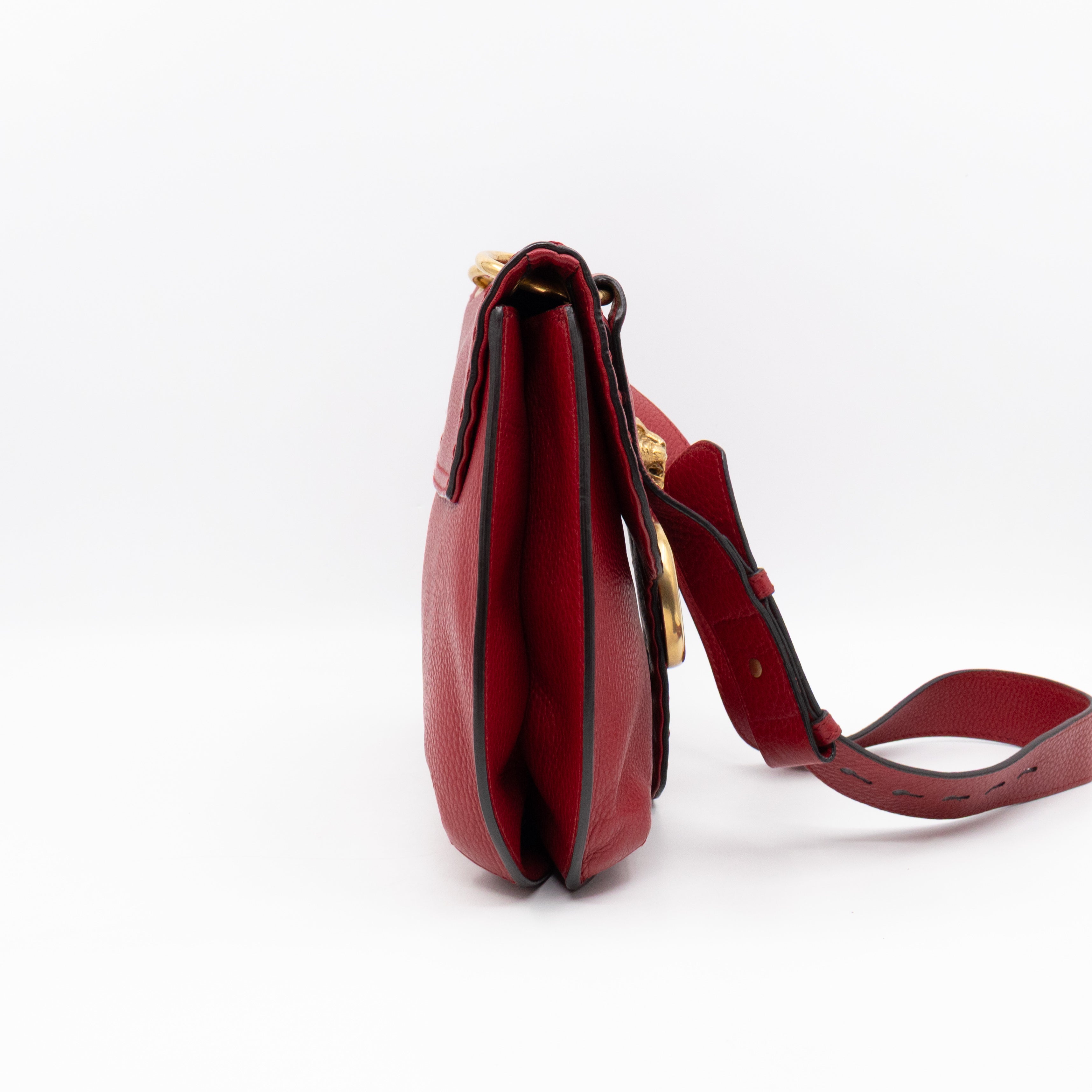 GG Marmont Flap Animalier Shoulder Bag Red Leather