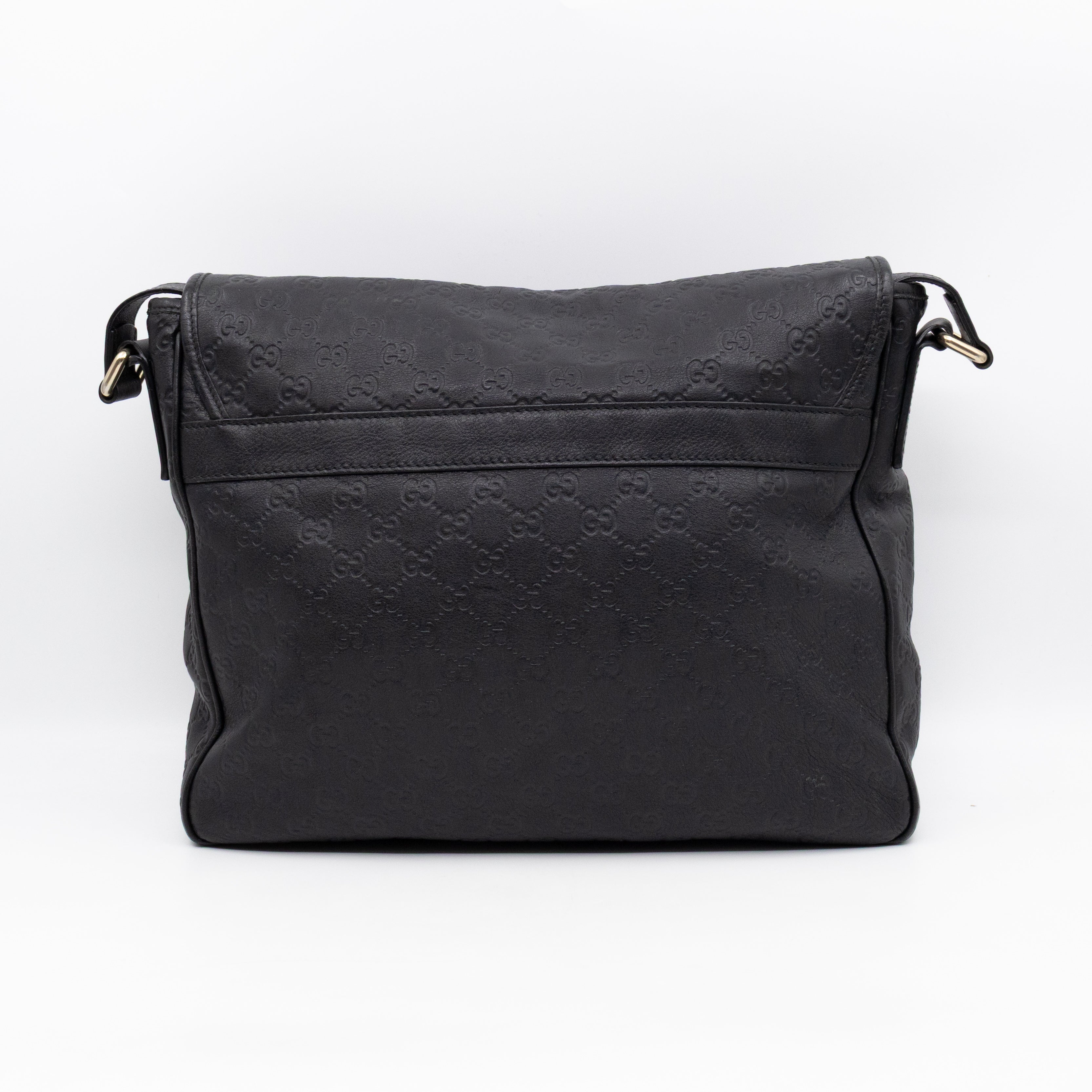 Messenger Shoulder Bag Black Guccissima Leather