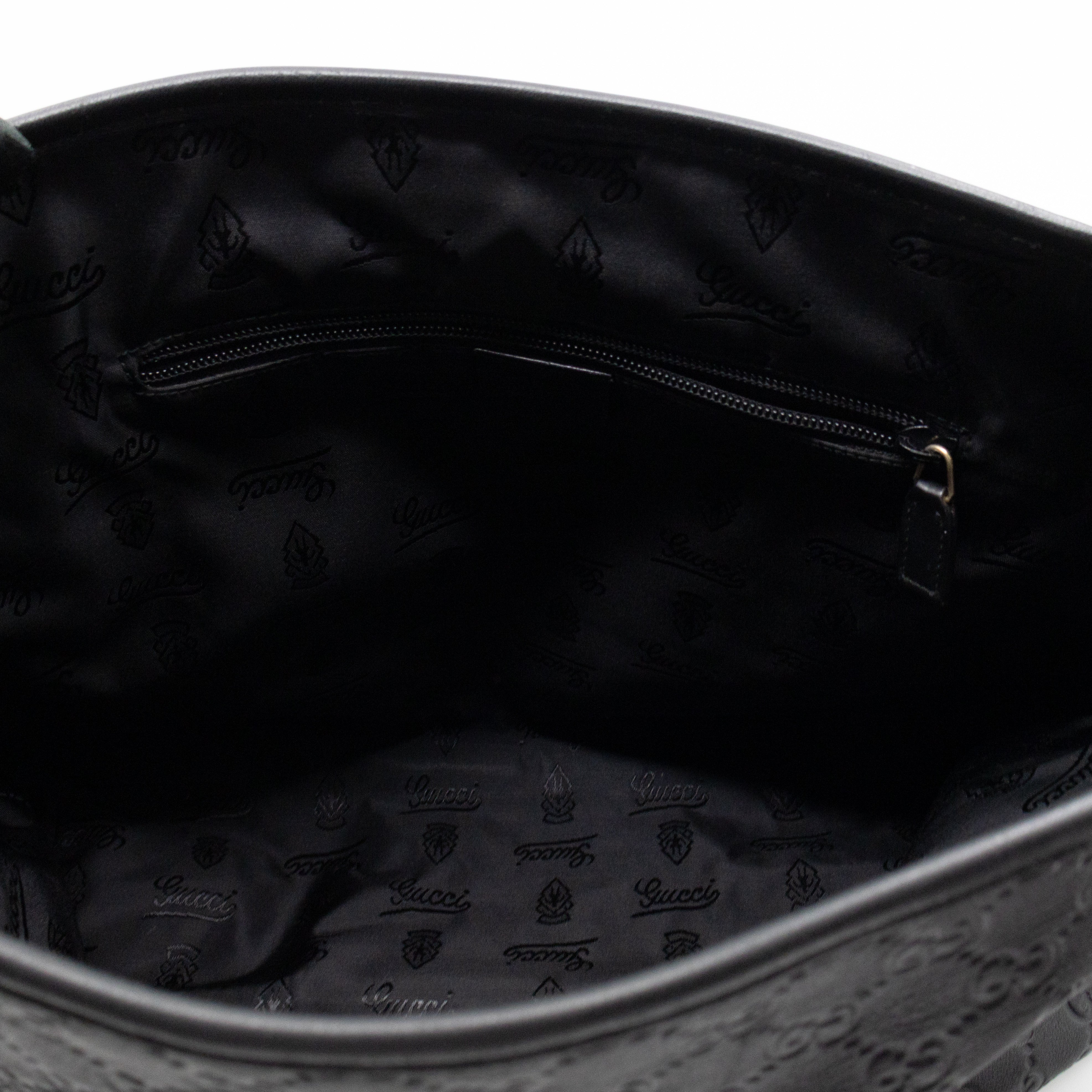 Messenger Shoulder Bag Black Guccissima Leather