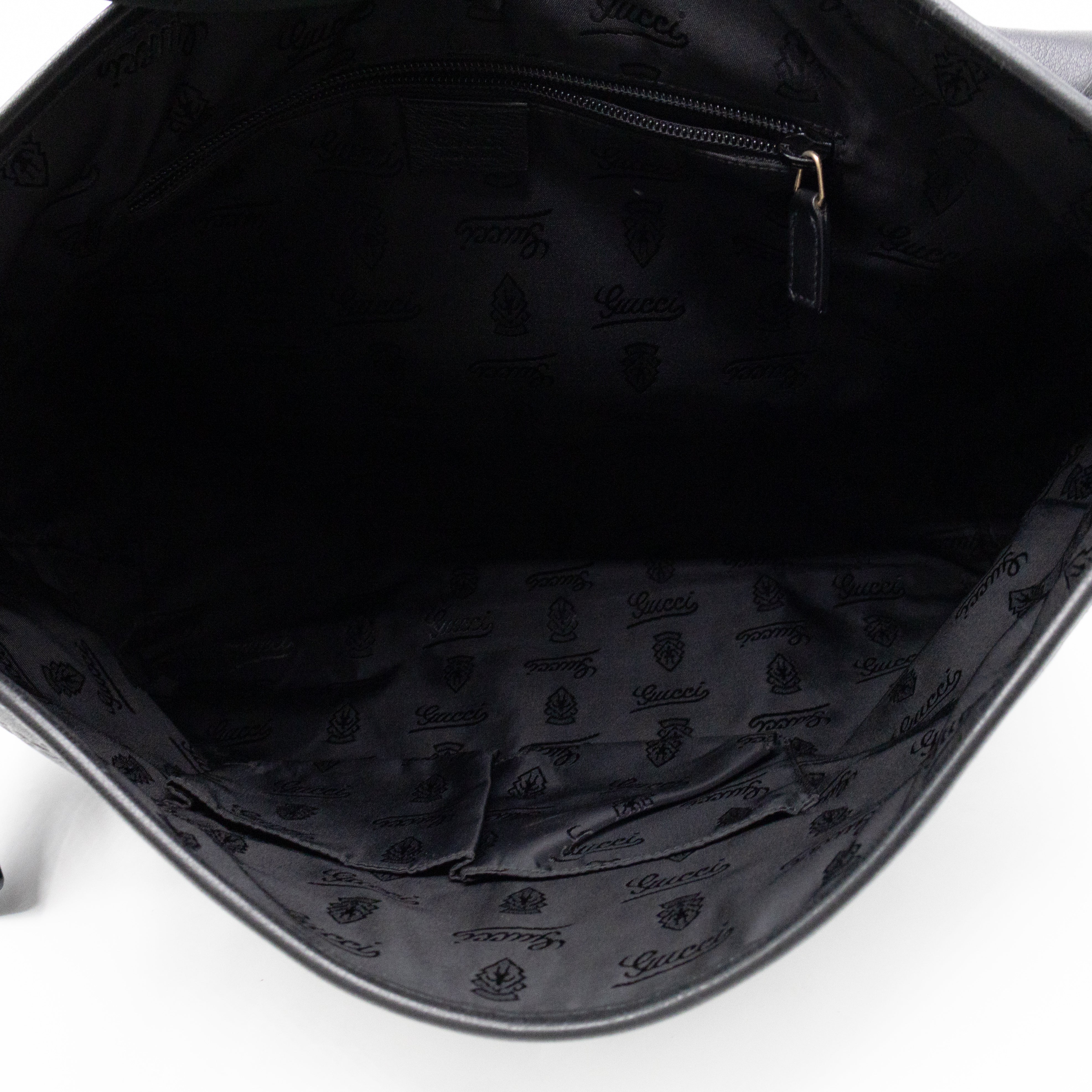 Messenger Shoulder Bag Black Guccissima Leather