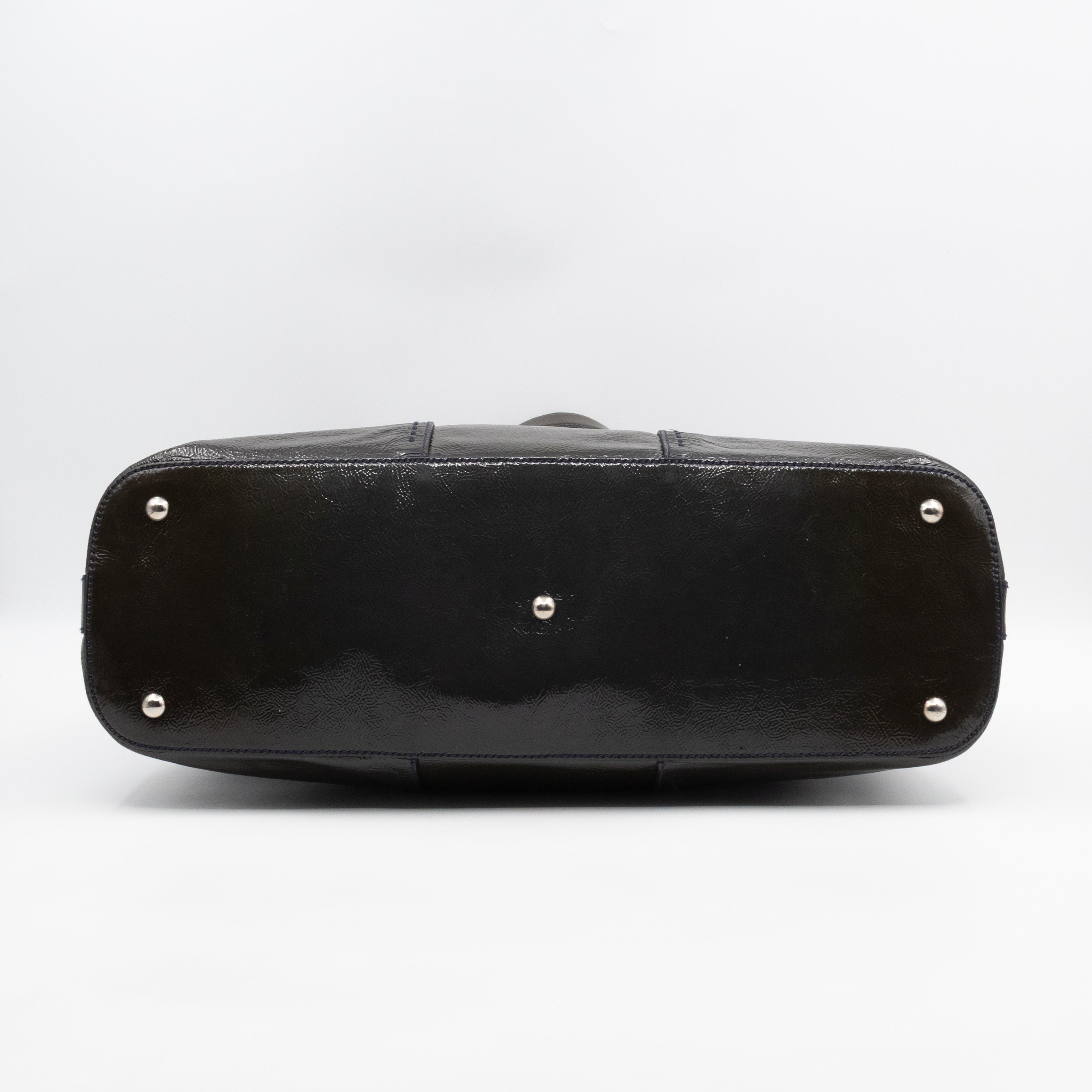 Large Muse Dark Grey Crumpled Patent Leather