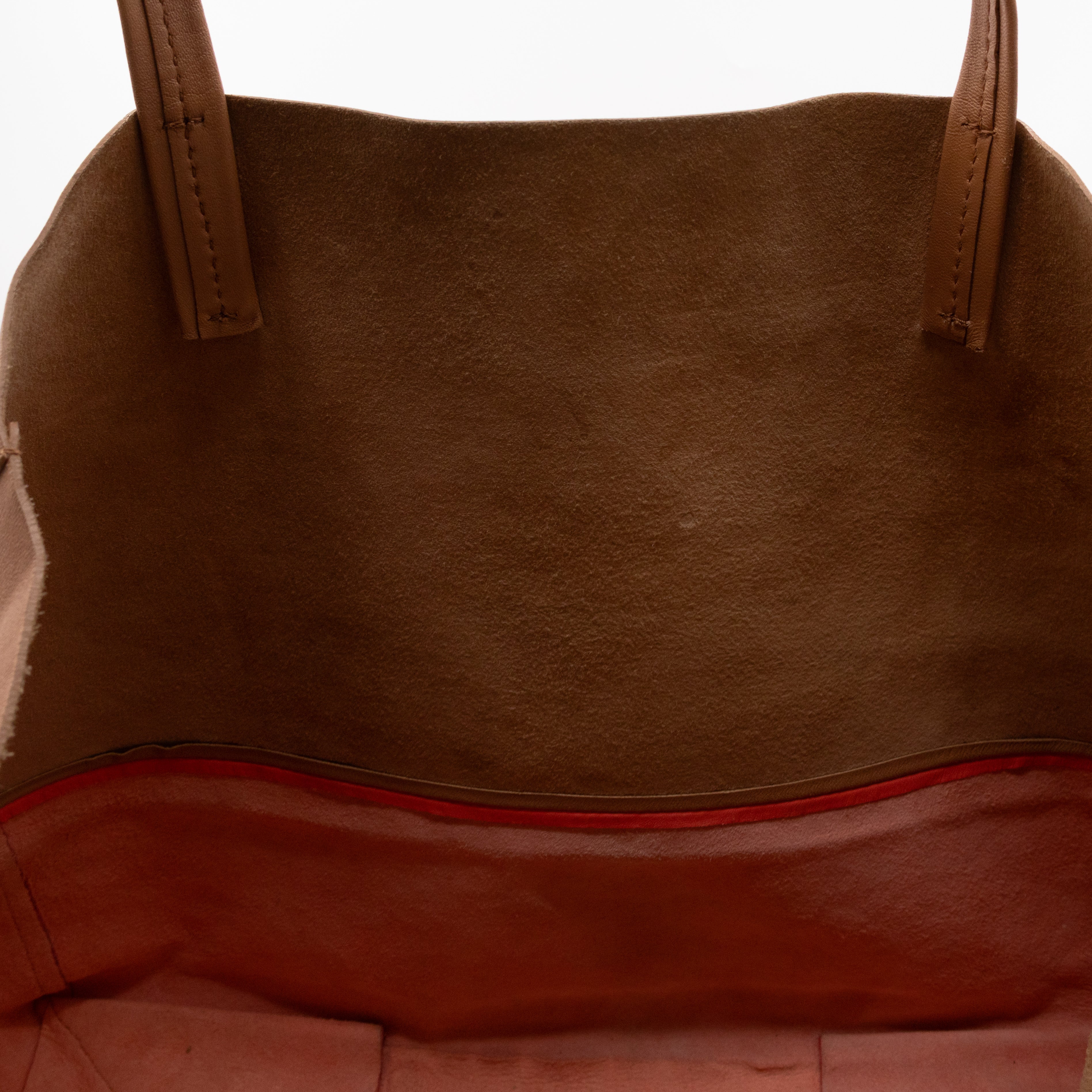 Cabas Bi-Color Tote Camel Fluo Pink Leather