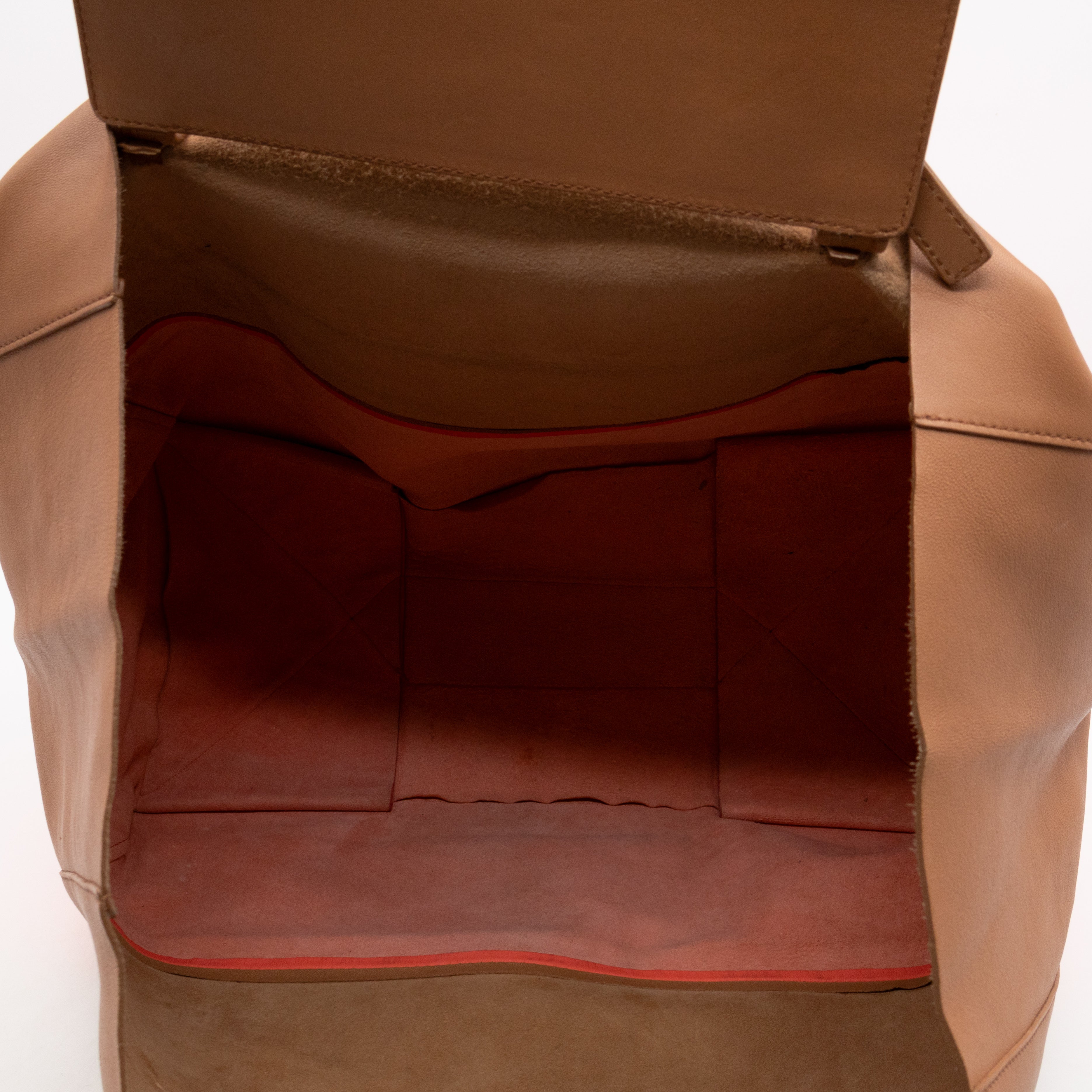 Cabas Bi-Color Tote Camel Fluo Pink Leather