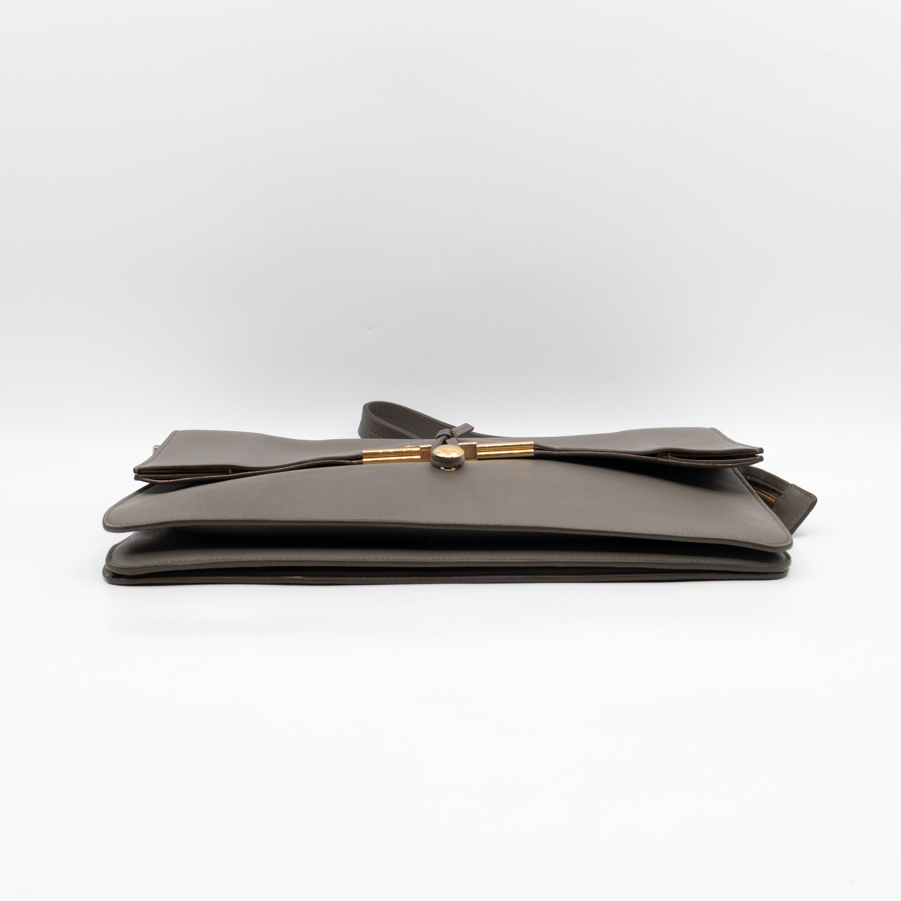 Clasp Fold-over Bag Grey Leather