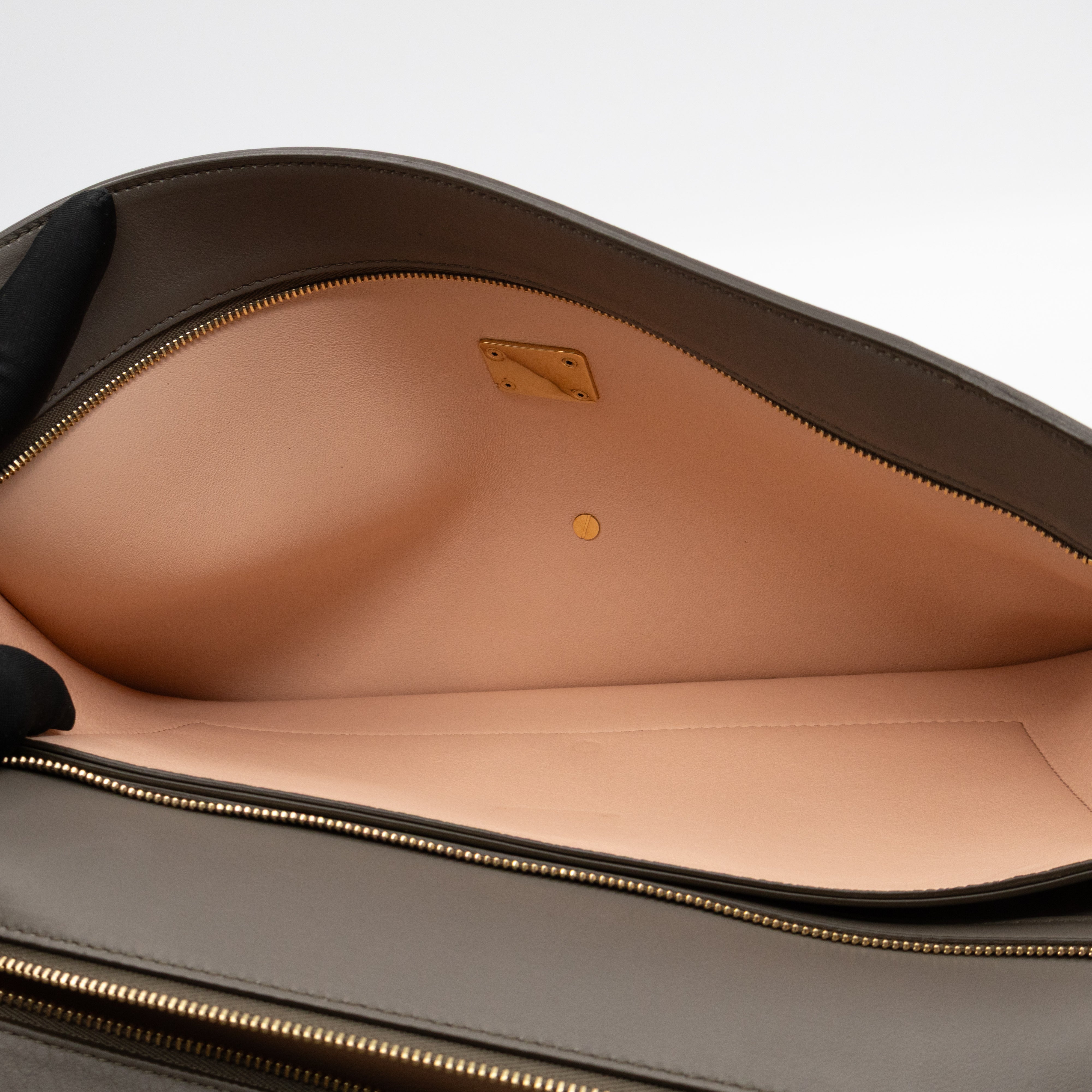 Clasp Fold-over Bag Grey Leather